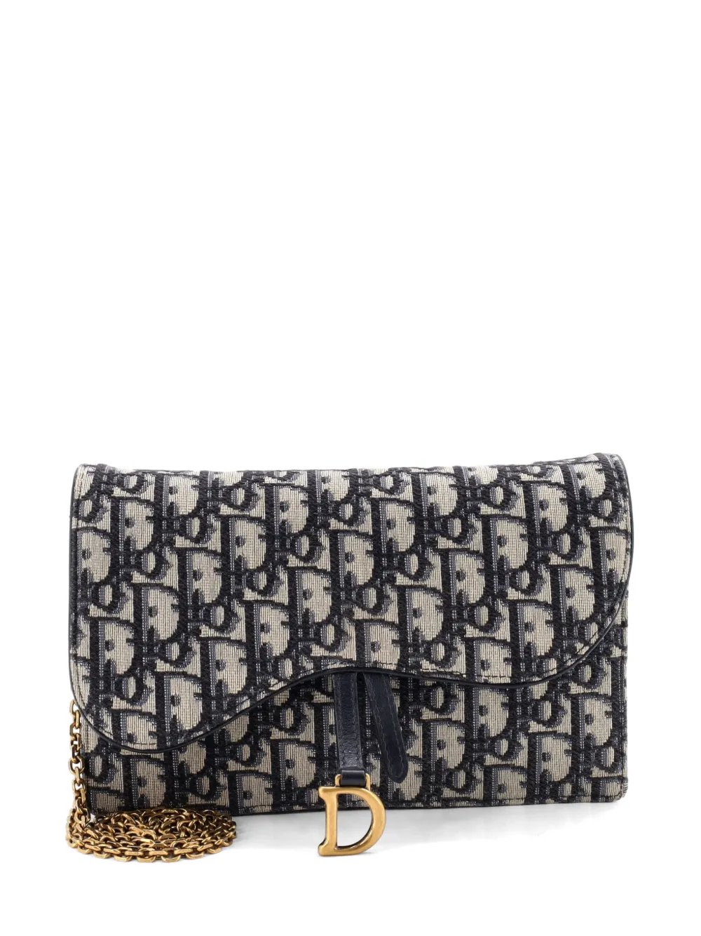 Saddle Pouch Wallet on Chain Oblique Canvas crossbody bag