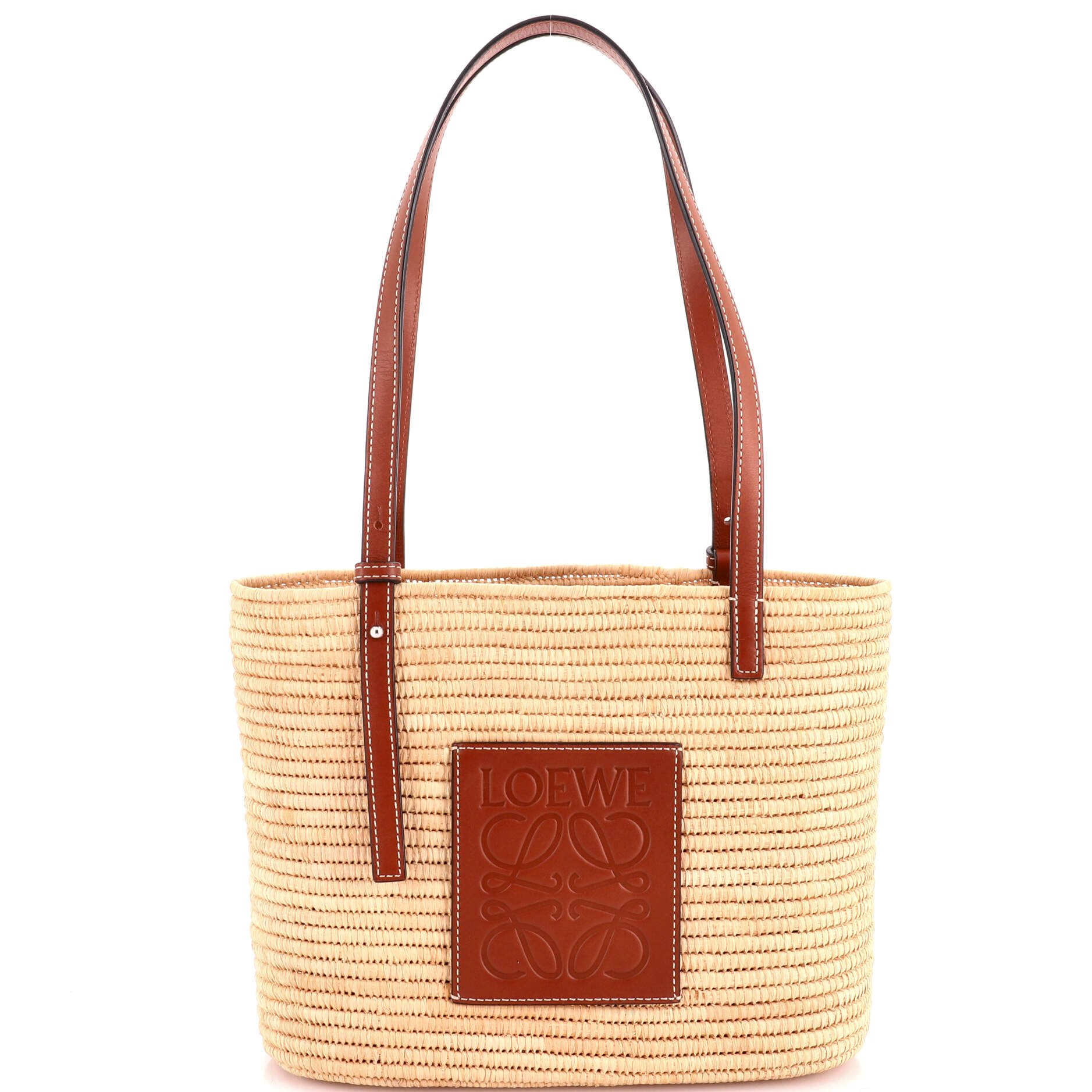 Square Basket Tote Woven Raffia Small