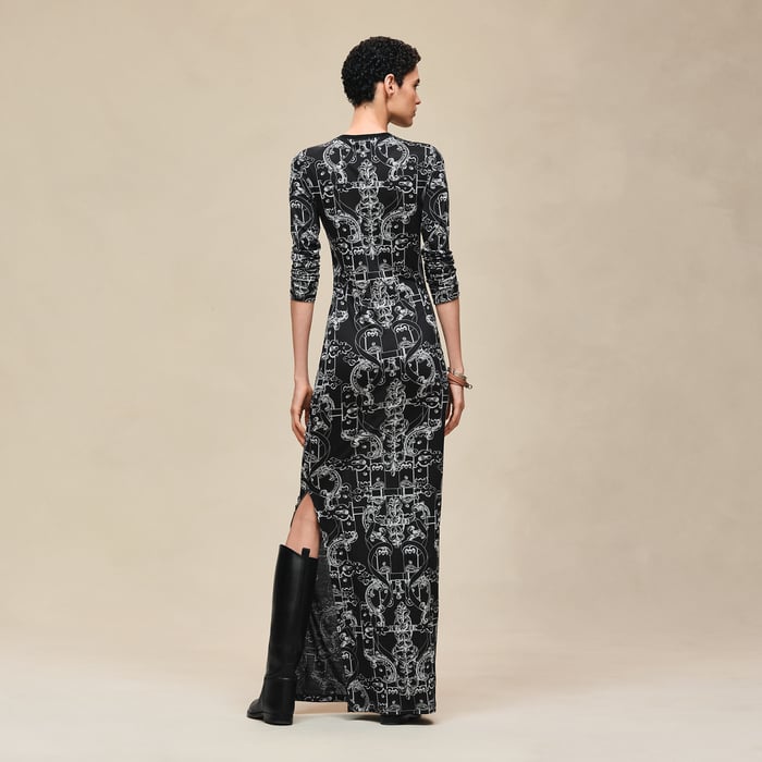 Noir "Ferronnerie Remix" Short-sleeve Long Dress