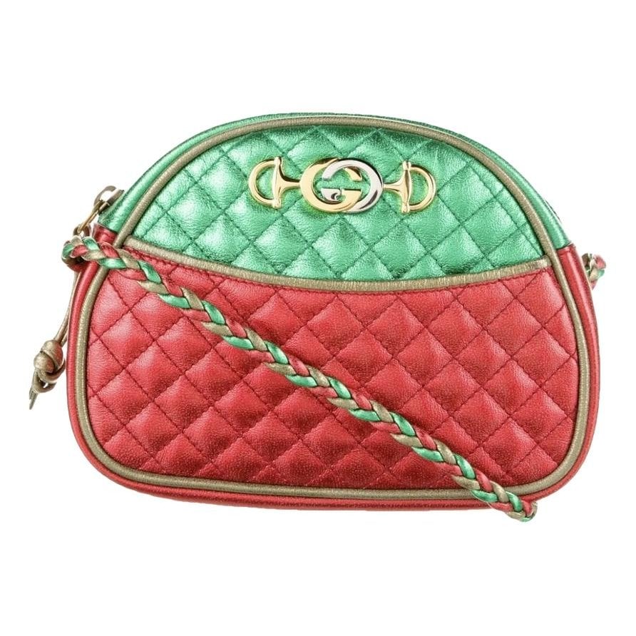 Laminated leather crossbody bag