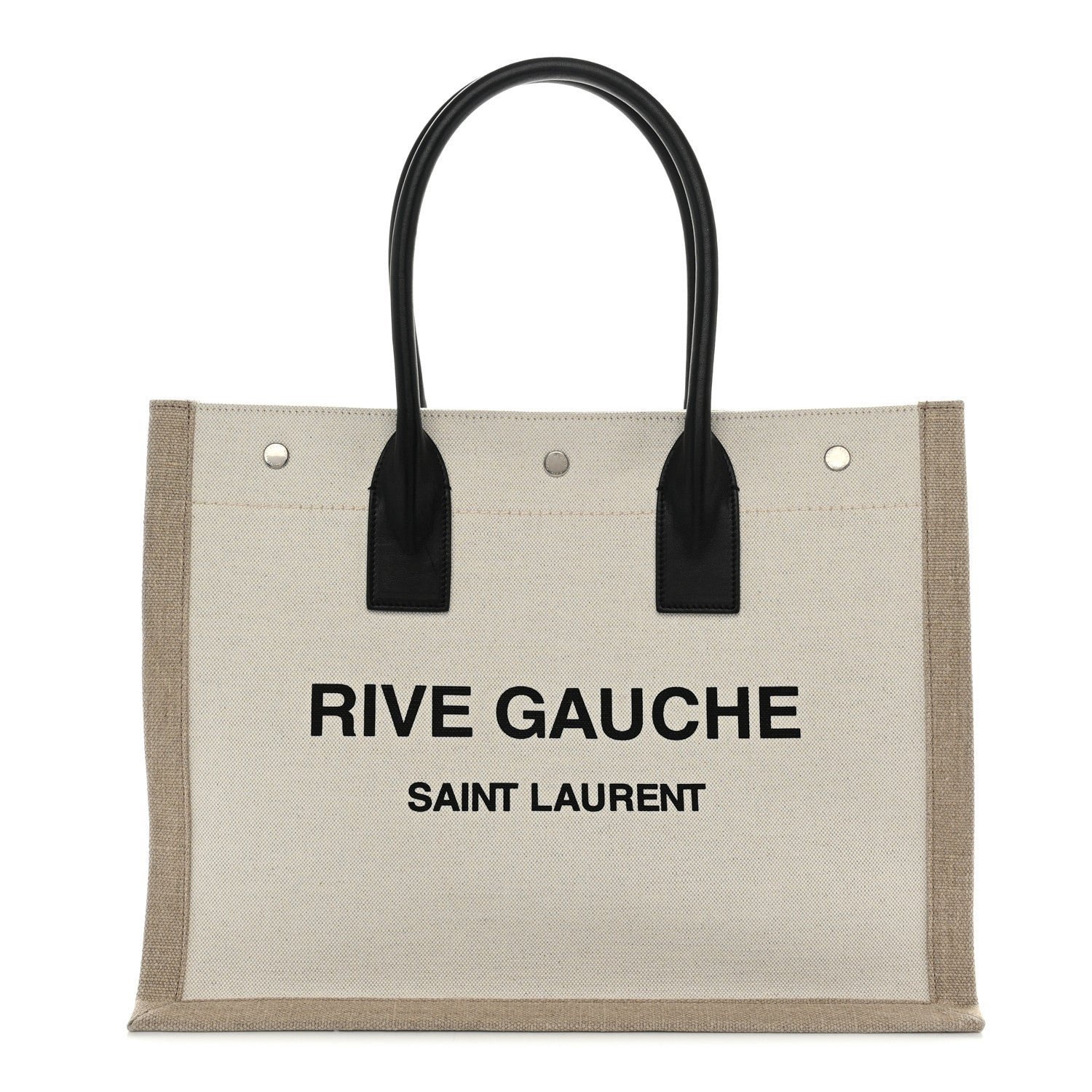Saint Laurent Saint Laurent Linen Calfskin Small Rive Gauche Tote Optic White