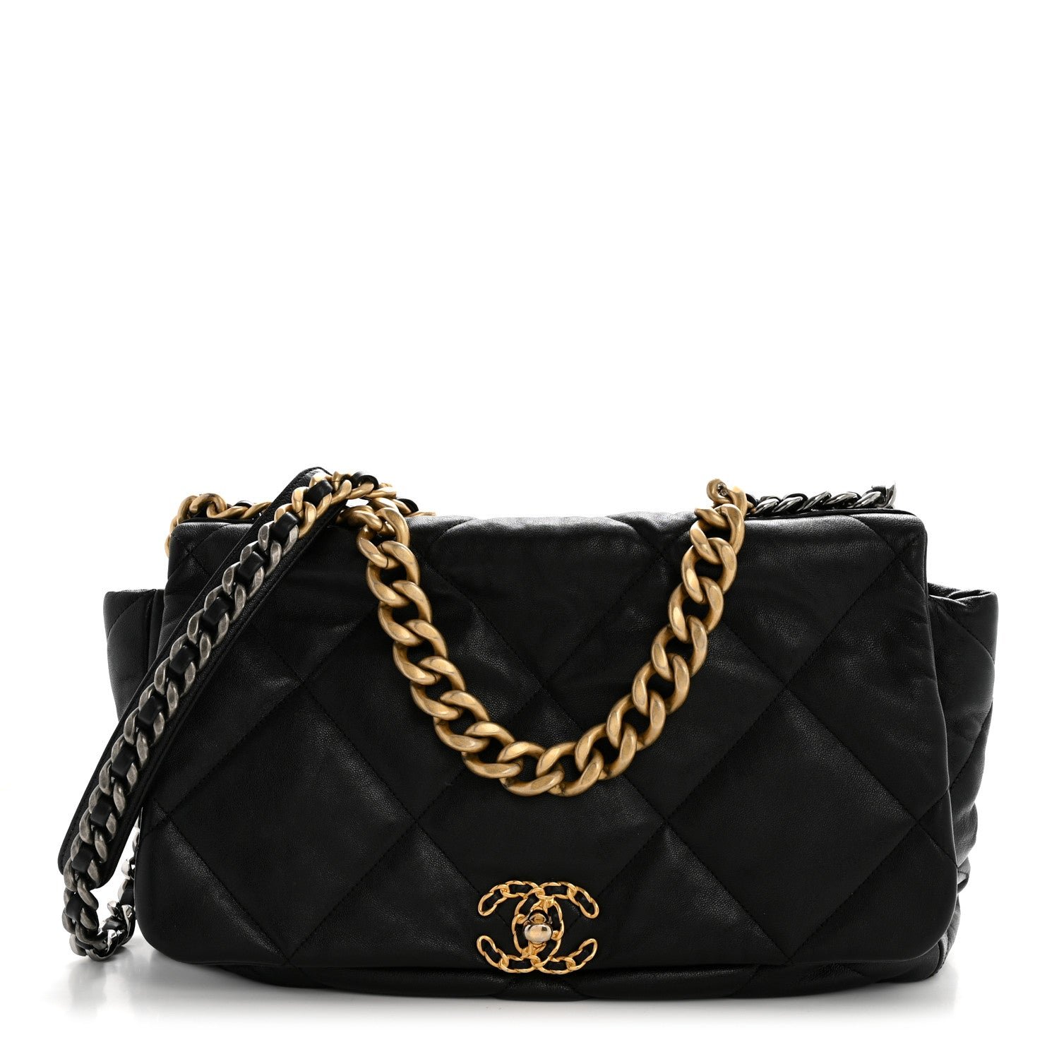 Chanel Goatskin Quilted Maxi Chanel 19 Flap Black
