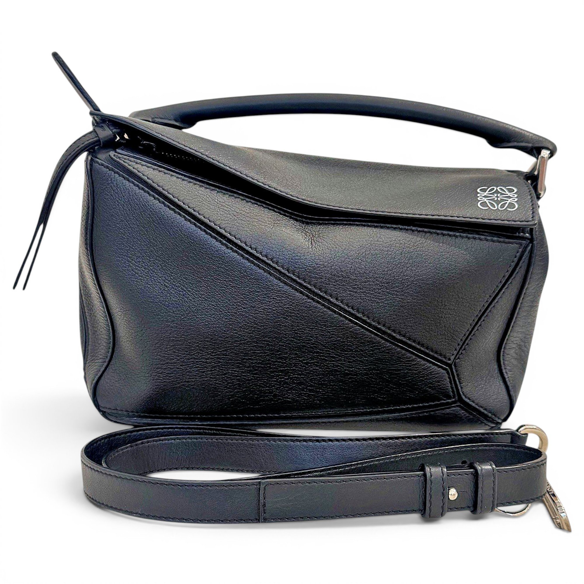 Puzzle leather handbag