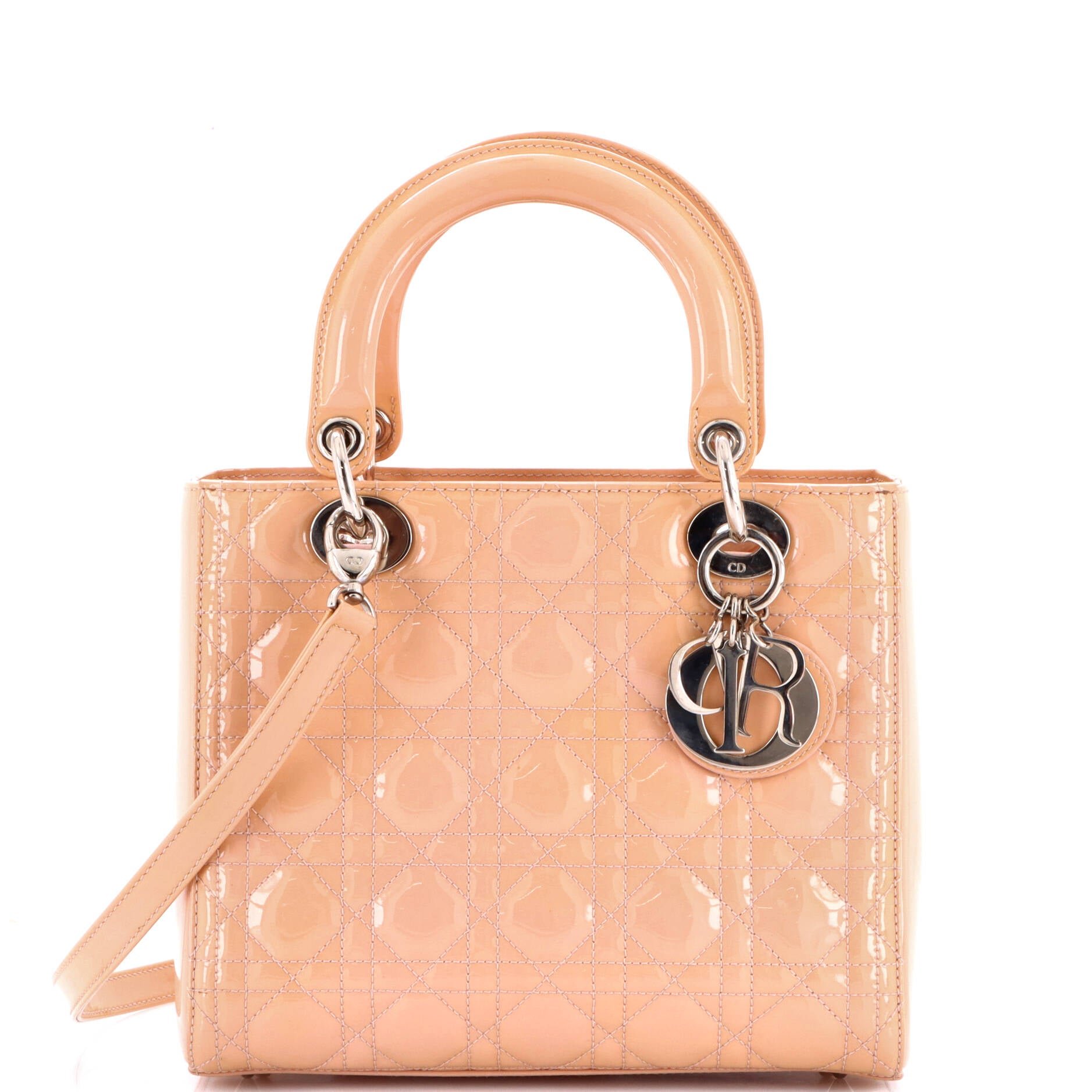 Lady Dior Bag Cannage Quilt Patent Medium