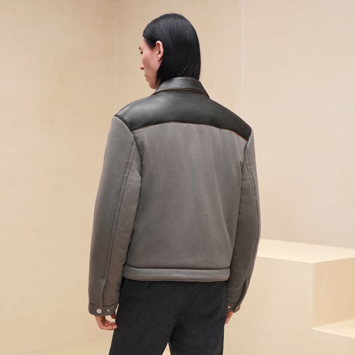 Tourbe Straight Cut Jacket With Leather Detail