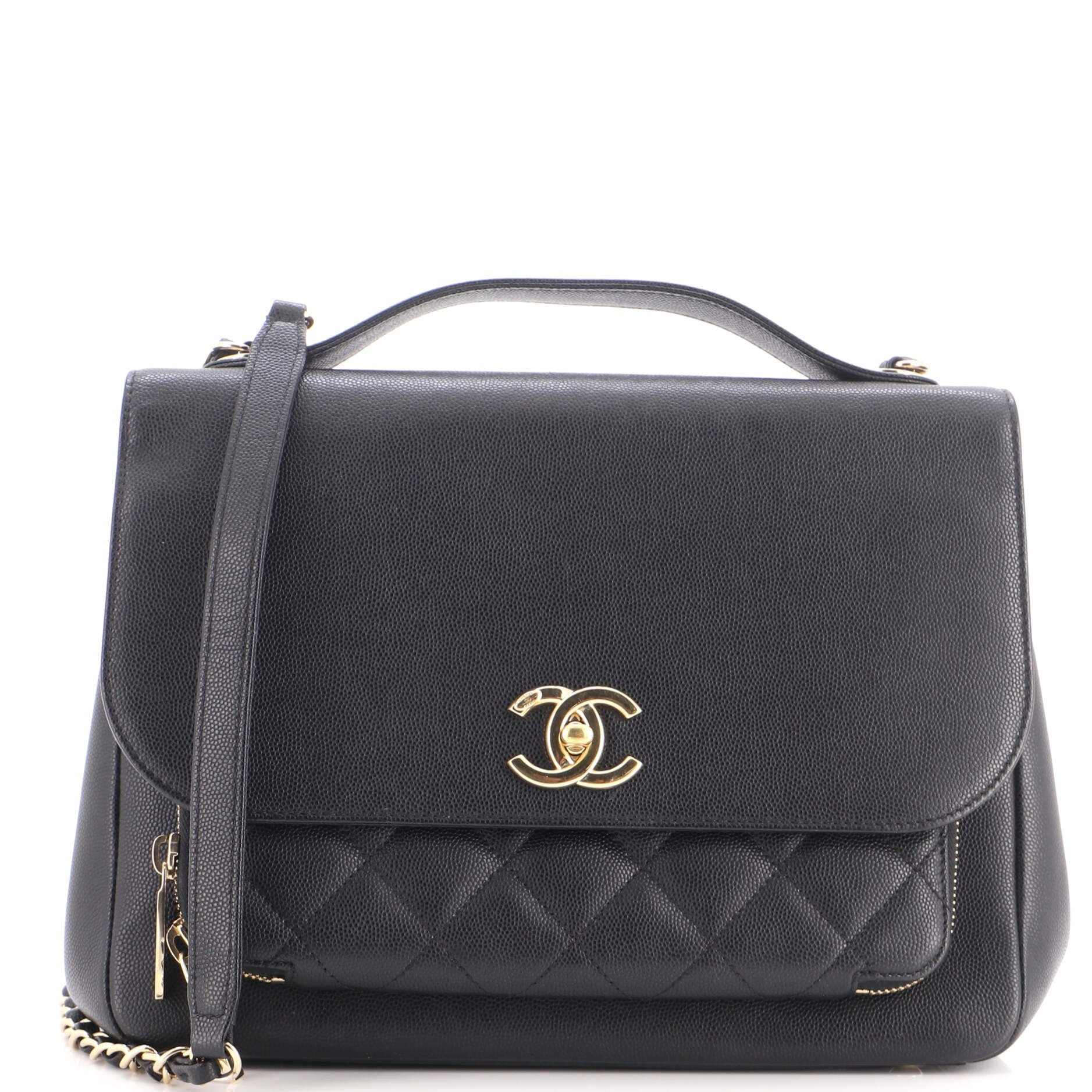 Business Affinity Flap Bag Quilted Caviar Large