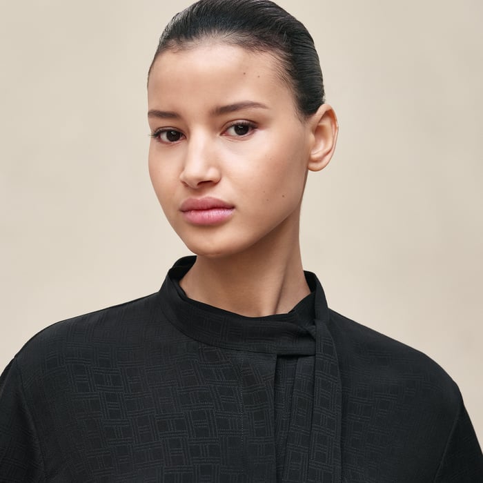 Noir Ascot Collar Shirt