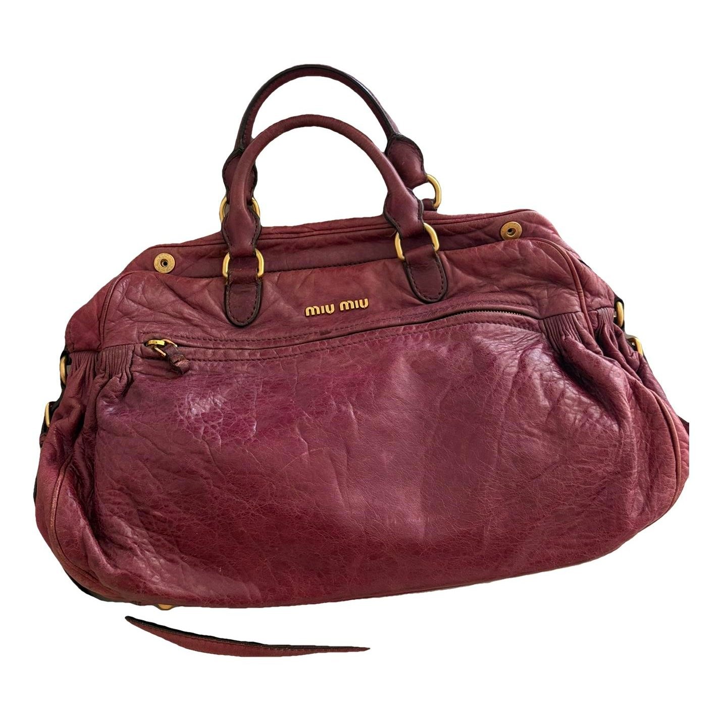 Bow bag leather handbag