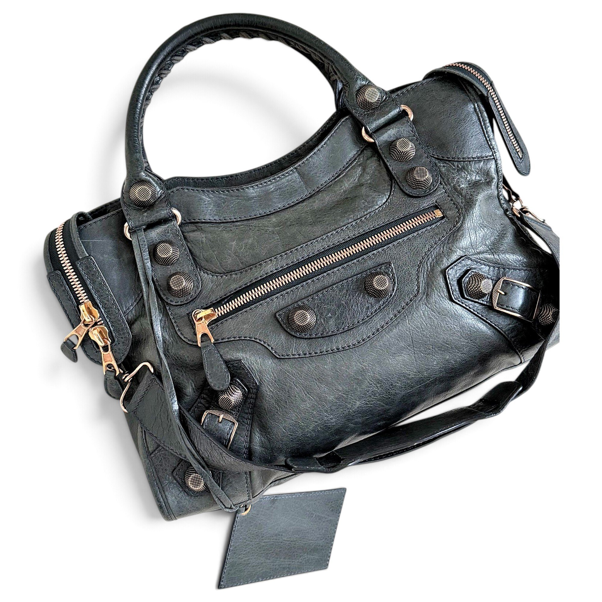 City leather handbag