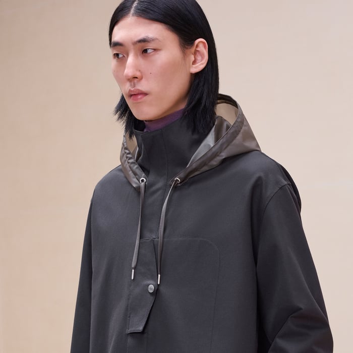 Anthracite Hooded Boxy Fit Jacket Shirt