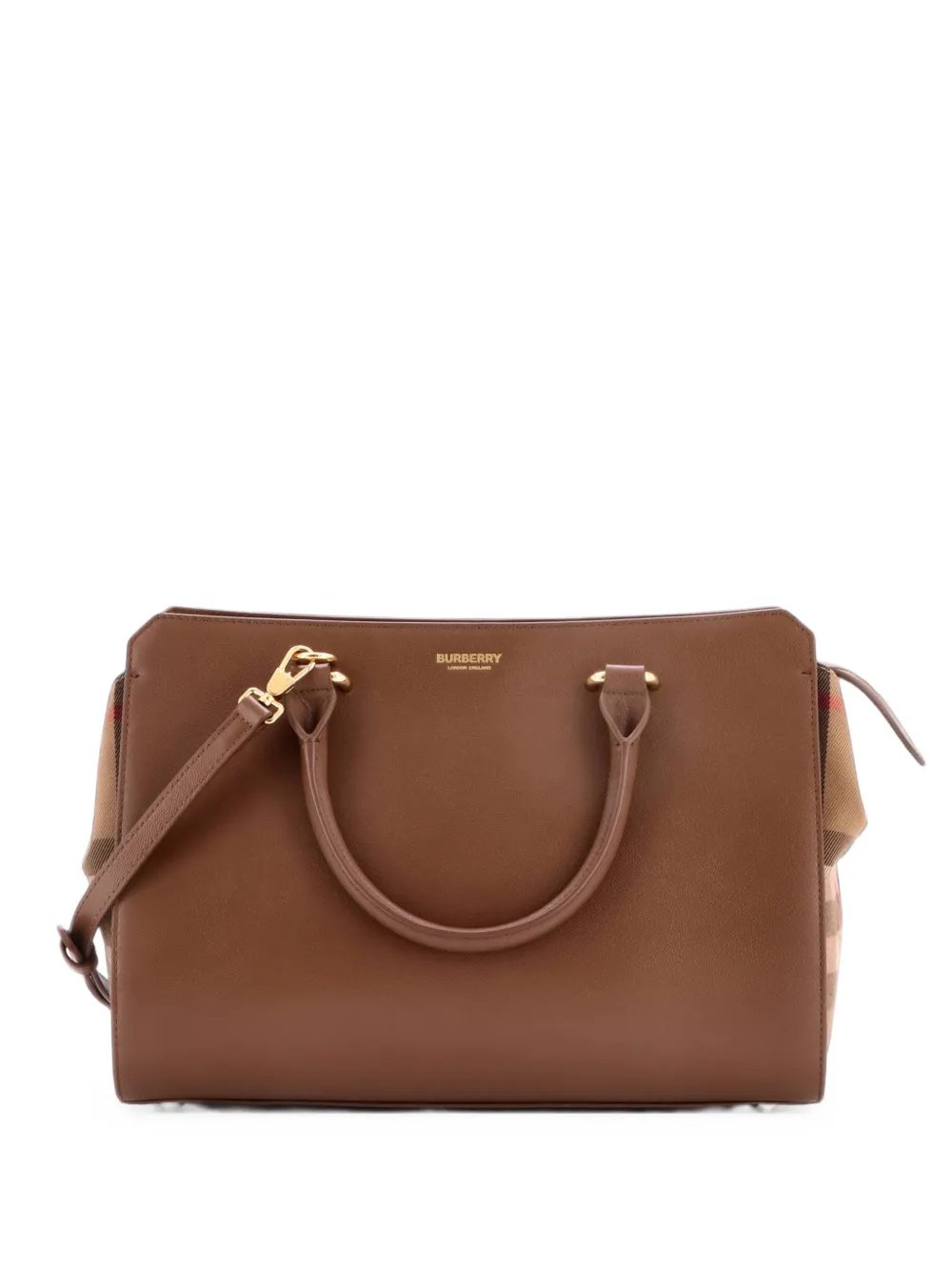 Banwell Leather and House Check Canvas Small tote bag