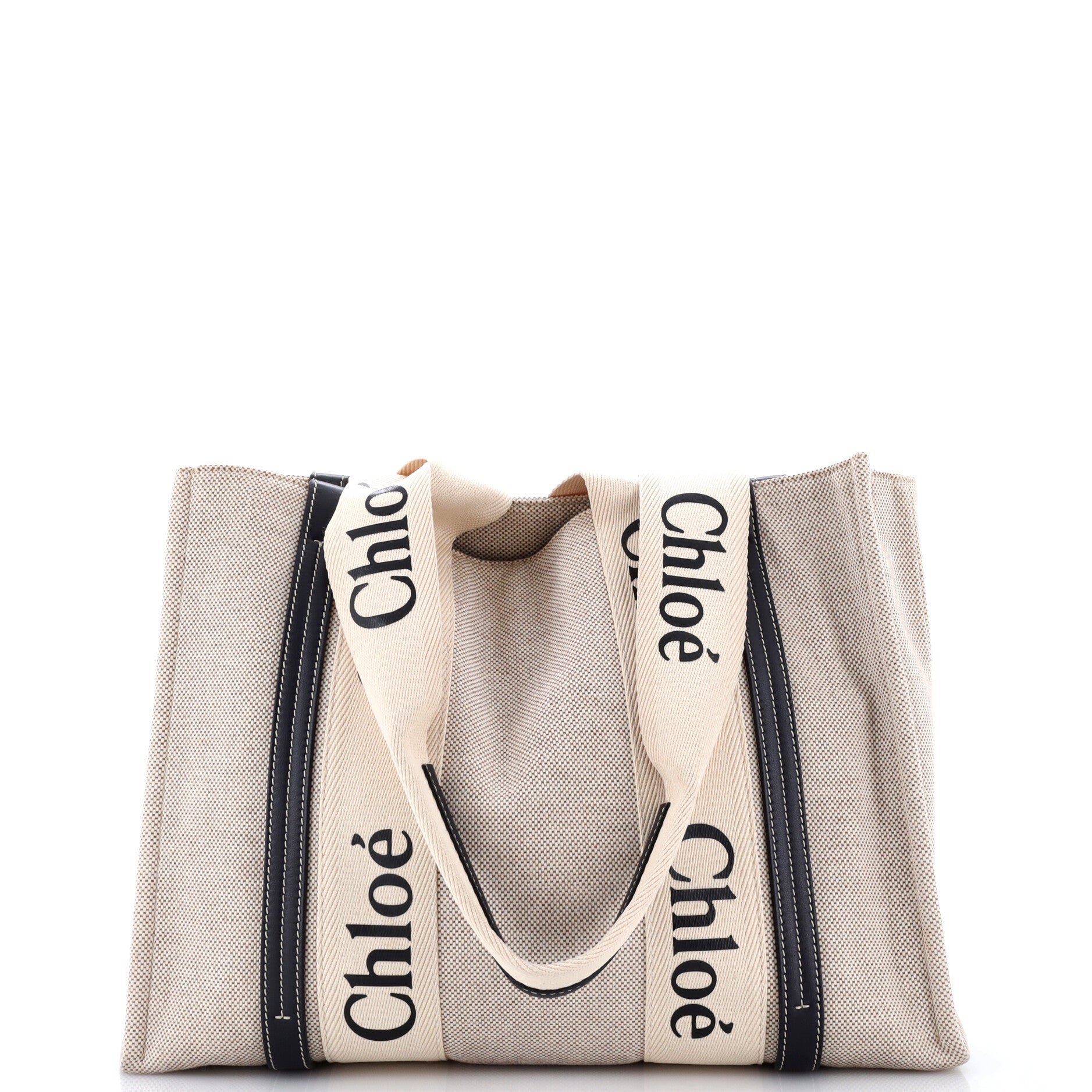 Woody Tote Canvas with Leather Medium