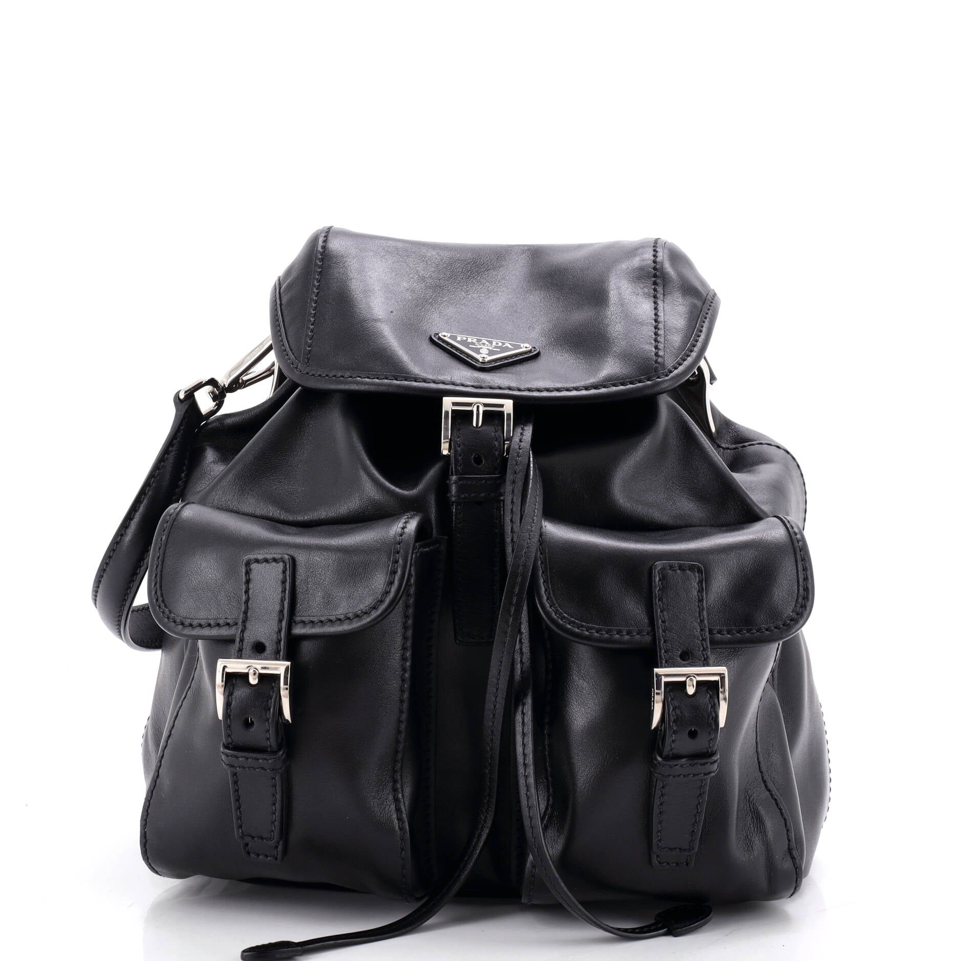 Double Pocket Shoulder Bag Soft Calf Small