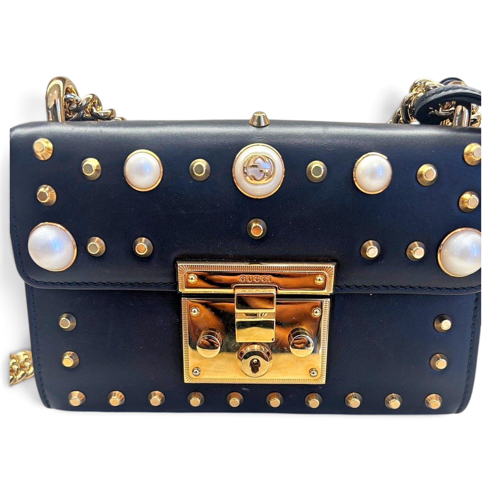 Padlock leather handbag