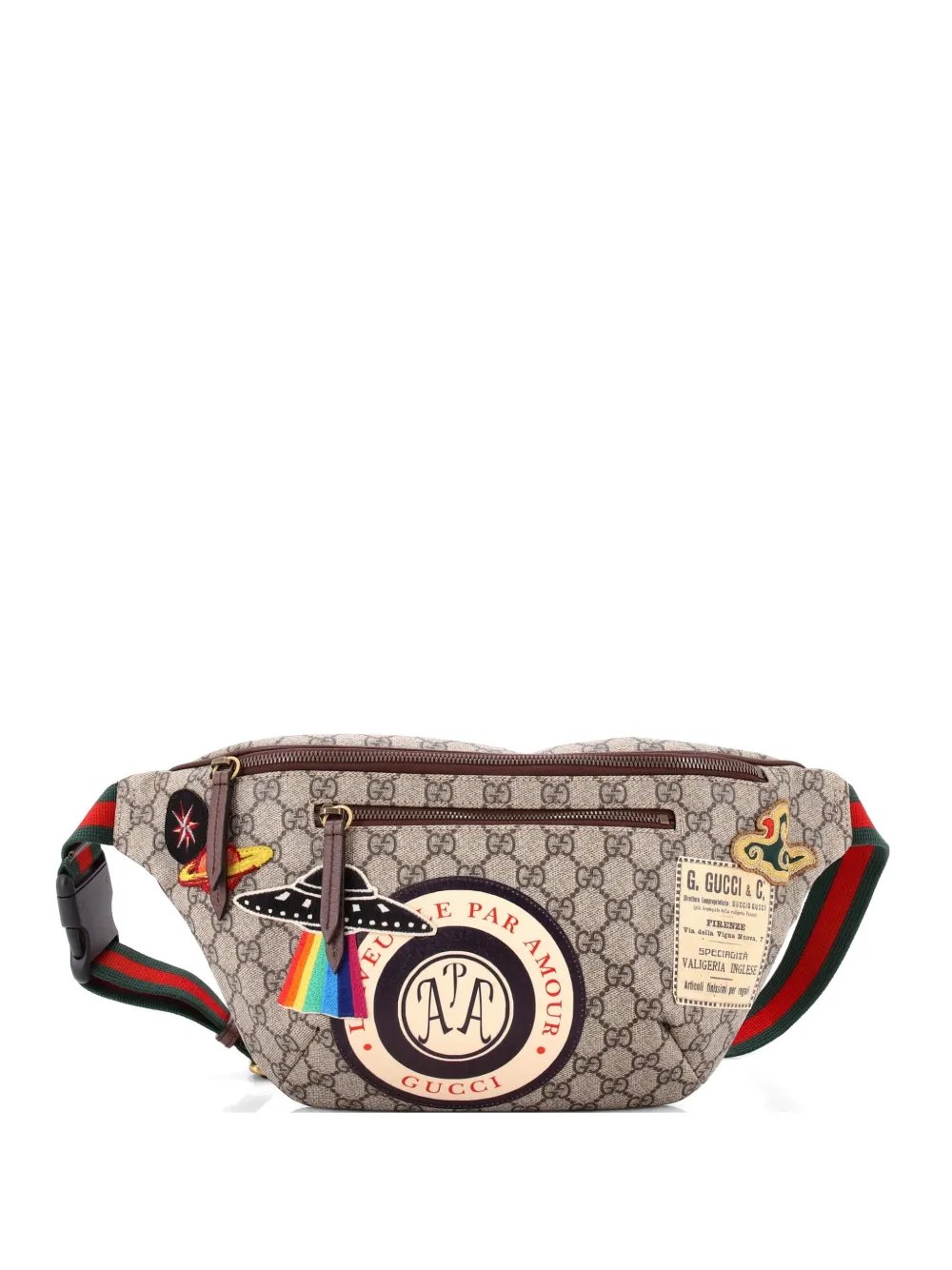 Courrier Zip GG Coated Canvas with Applique belt bag