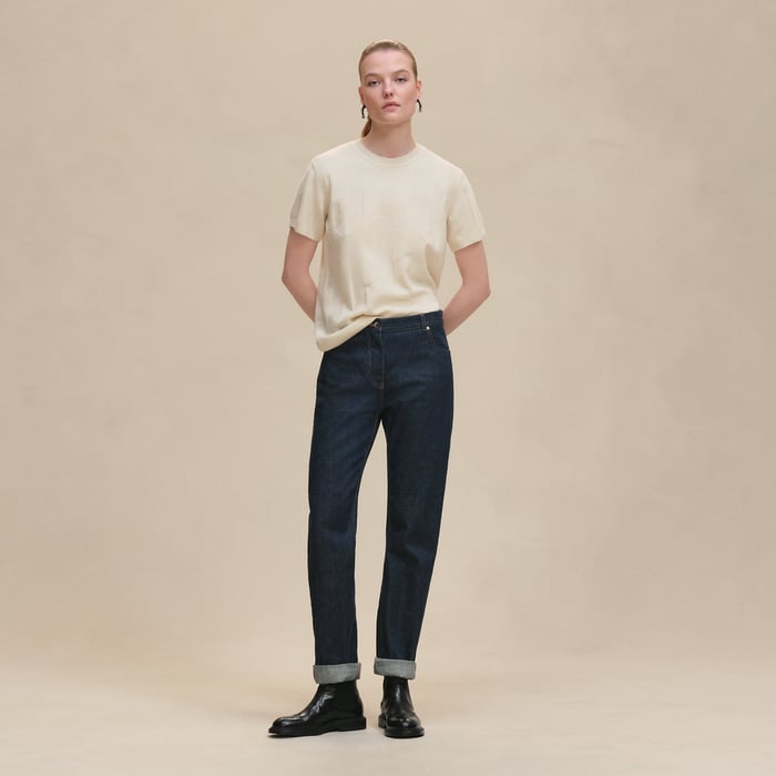 Blanc Naturel "H" Short-sleeve Sweater