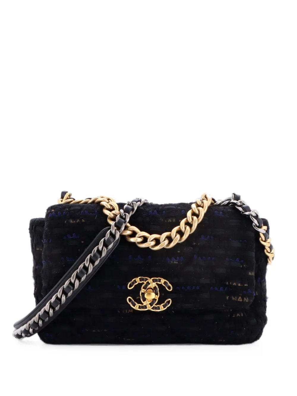 19 Flap Bag Quilted Tweed and Ribbon Medium shoulder bag