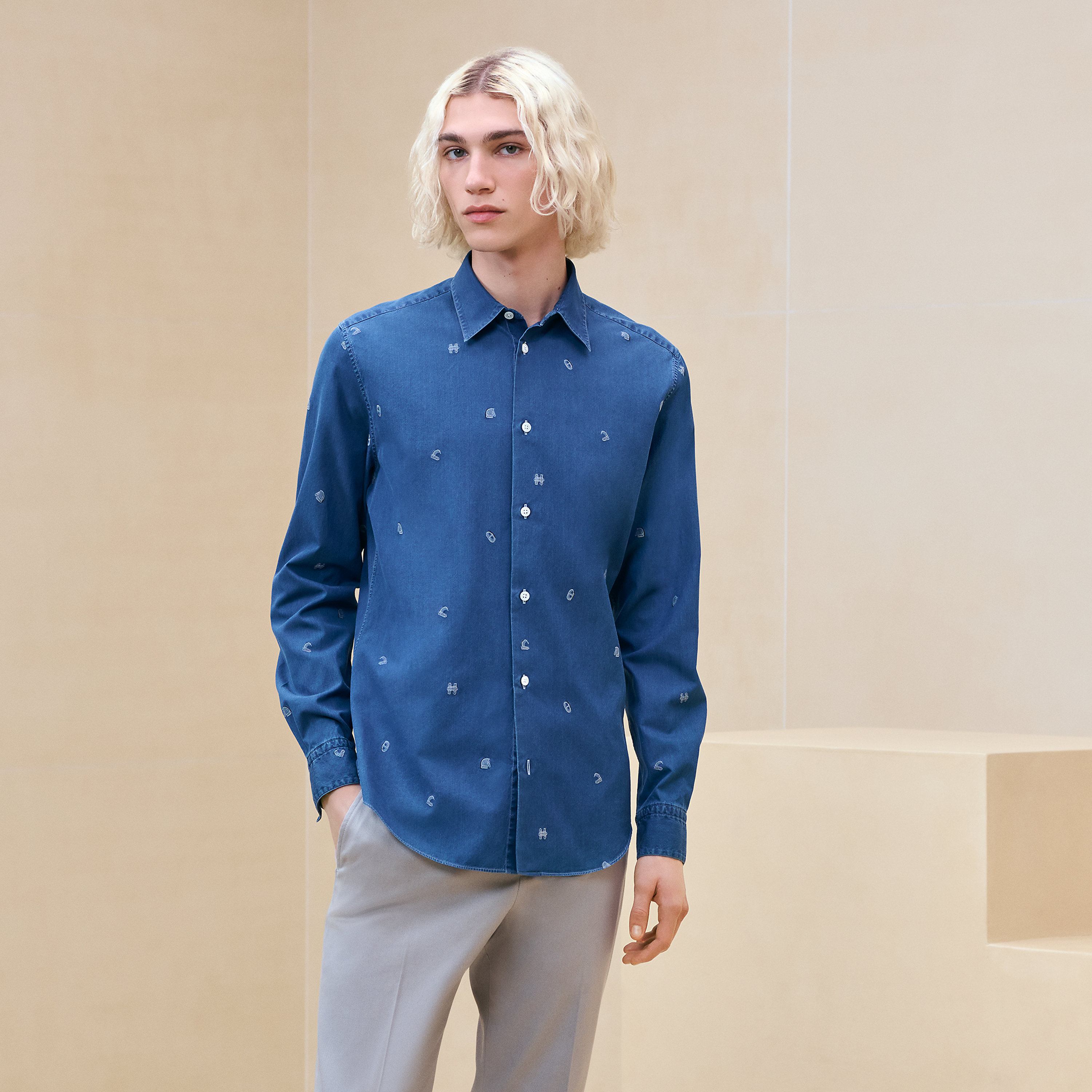 "Trombone Idee Jacquard" fitted shirt
