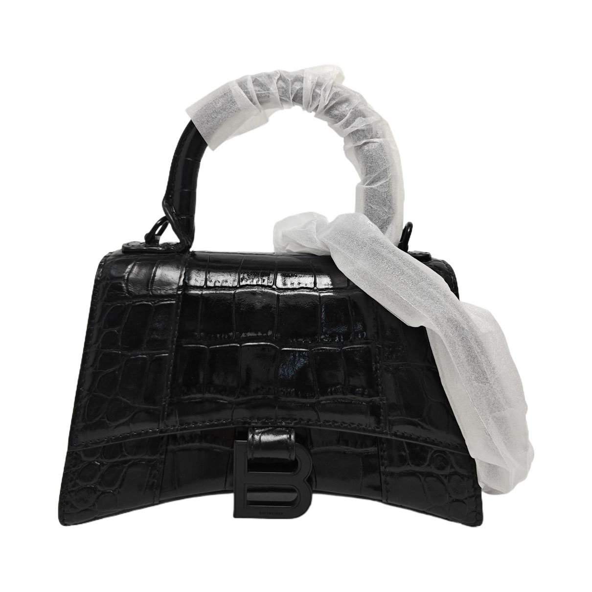Hourglass leather handbag