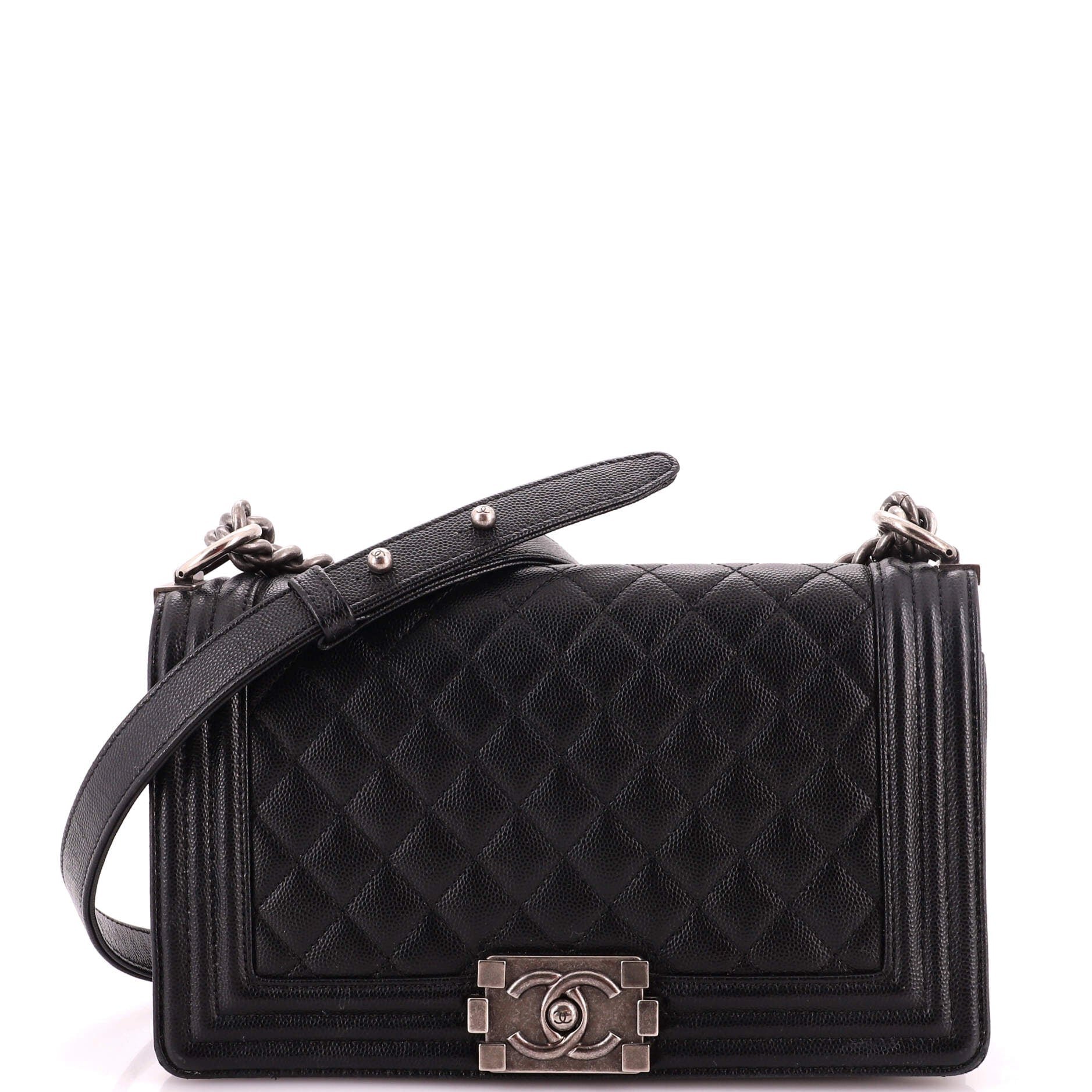 Boy Flap Bag Quilted Caviar Old Medium