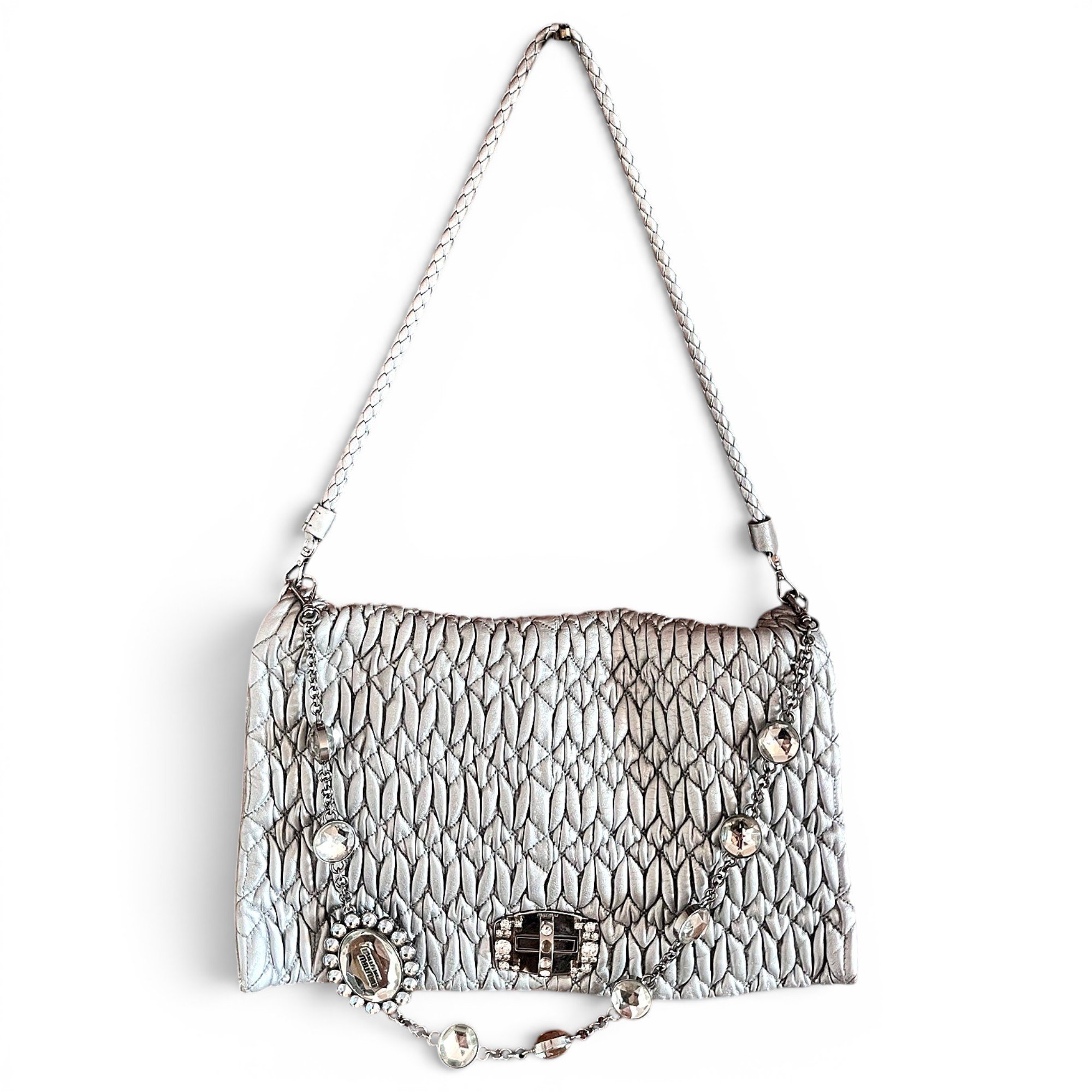 Miu Crystal leather handbag