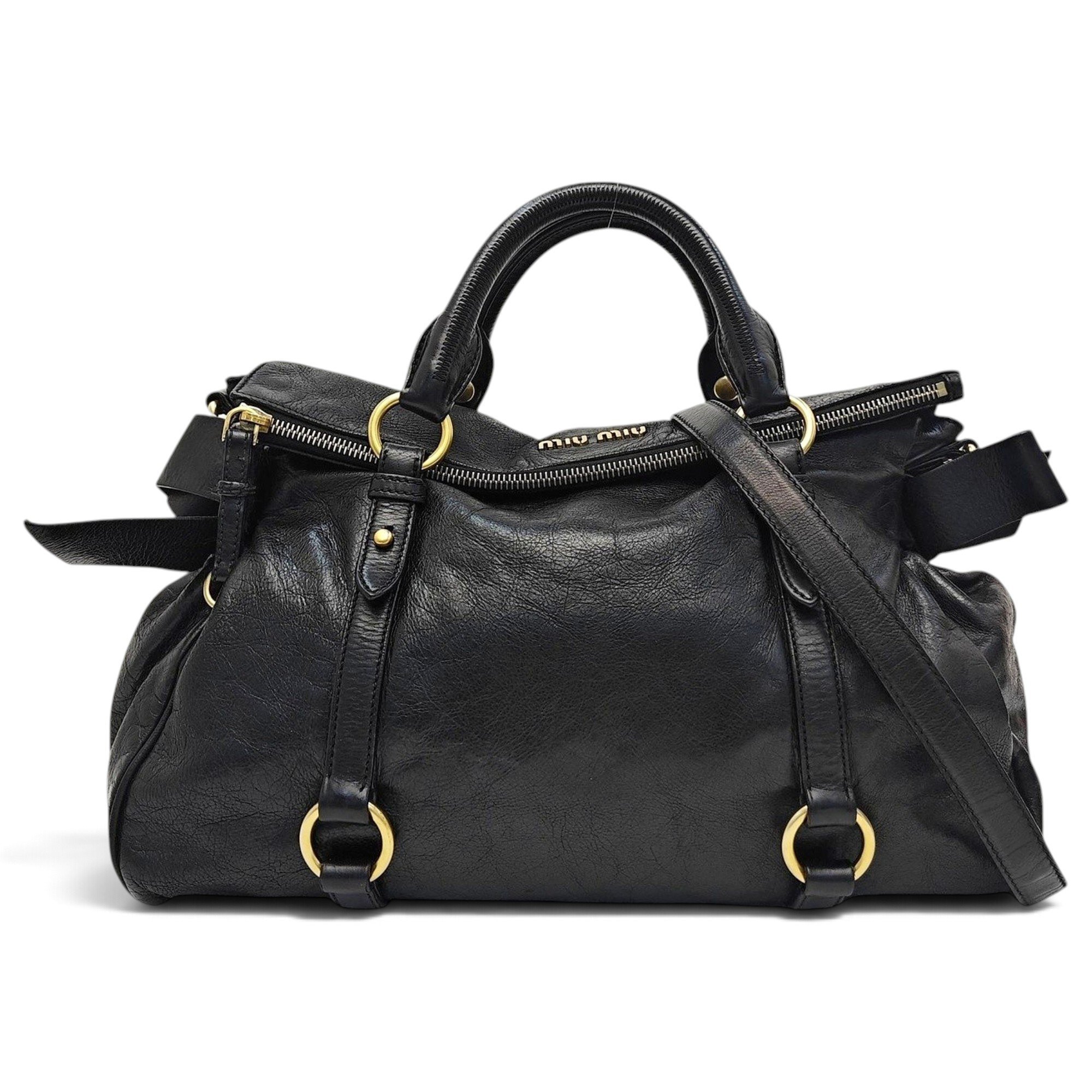 Bow bag leather handbag