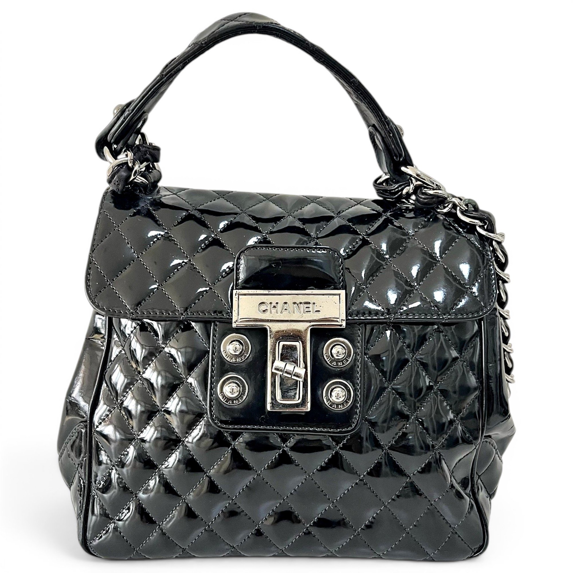 Patent leather handbag