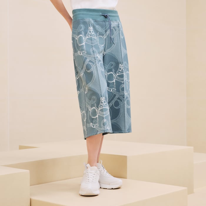 Bleu Arctique "Eperon d'Or Bandana" Cropped Pants