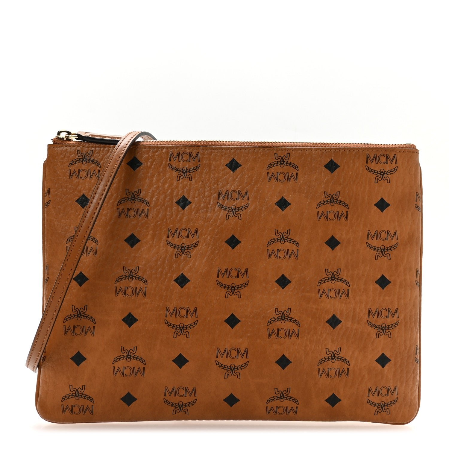 MCM Visetos Original Medium Pouch Cognac