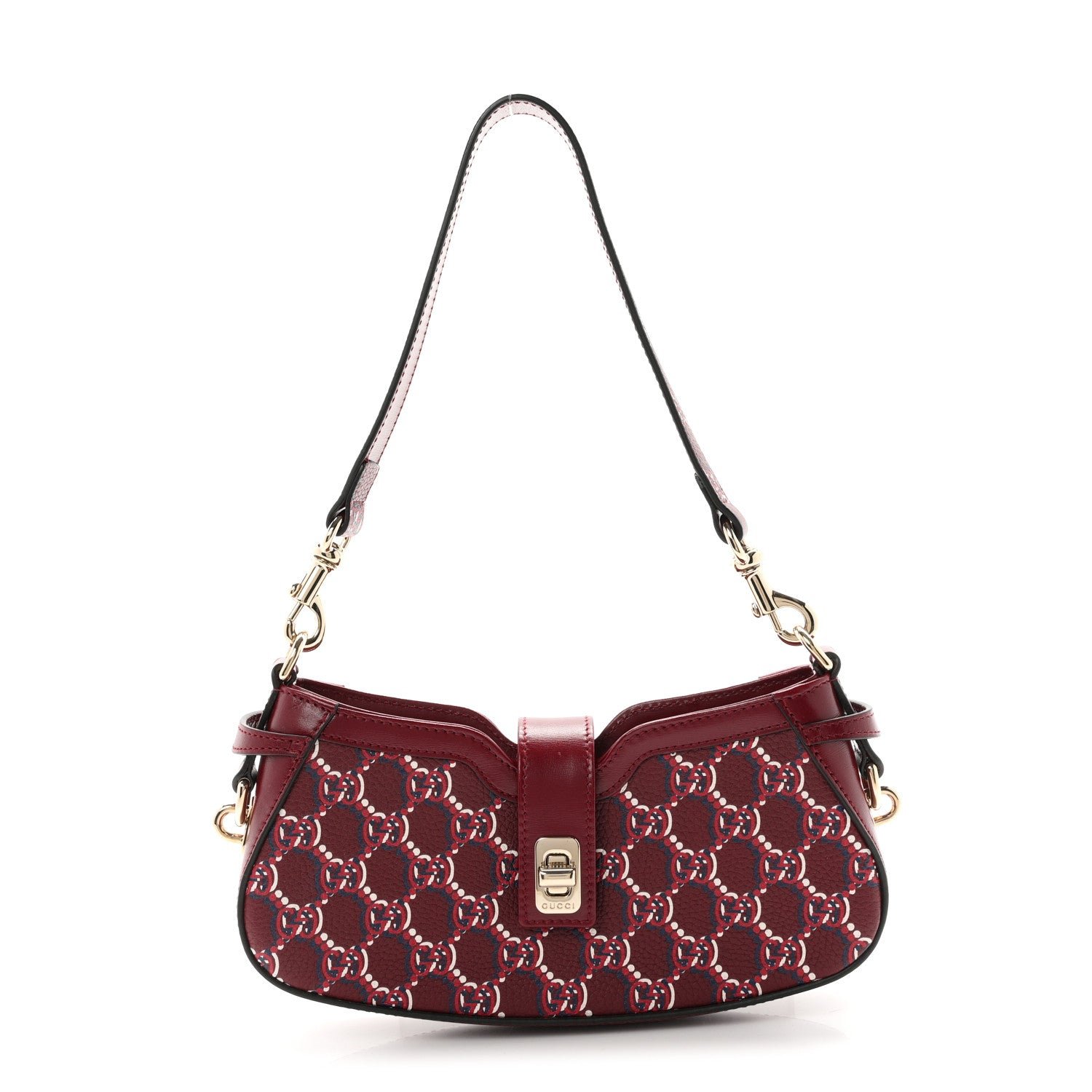 Gucci GG Shadow Monogram Mini Moon Side Shoulder Bag Rosso Ancora Red