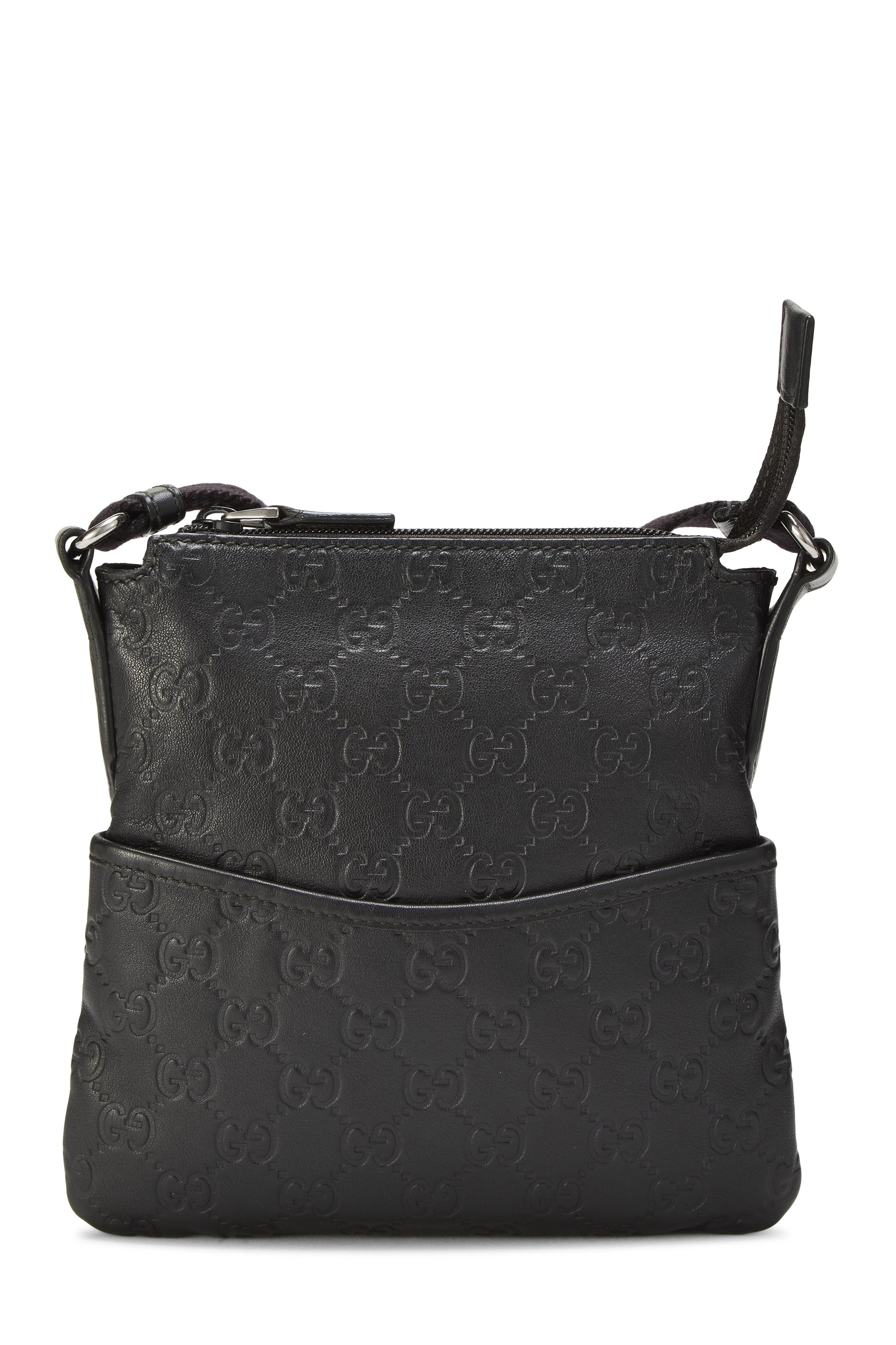 Black Guccissima Leather Pocket Messenger