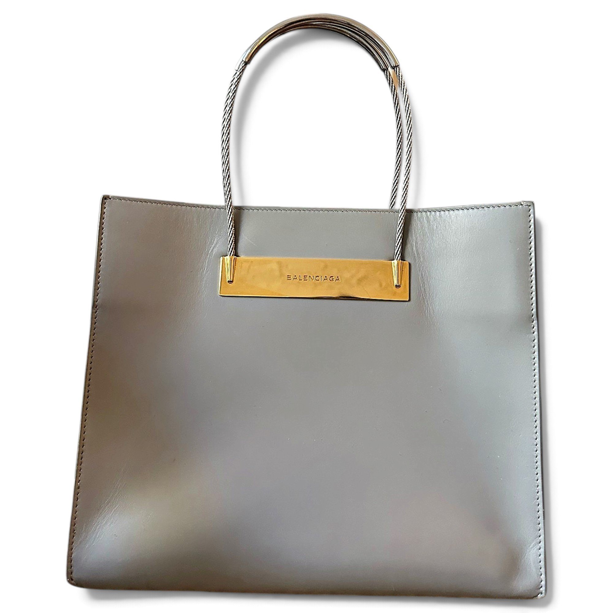 Cable leather tote