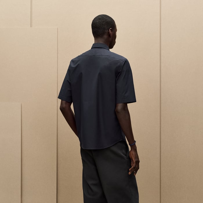 Marine Shirt With Leather Detail