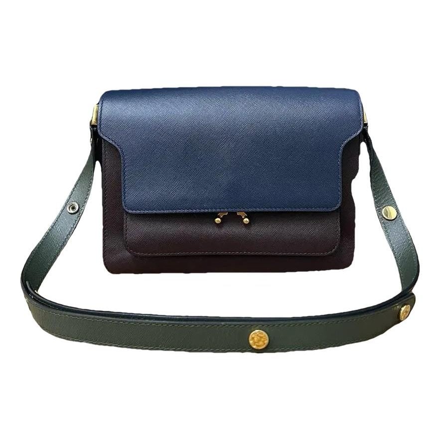 Trunk leather crossbody bag