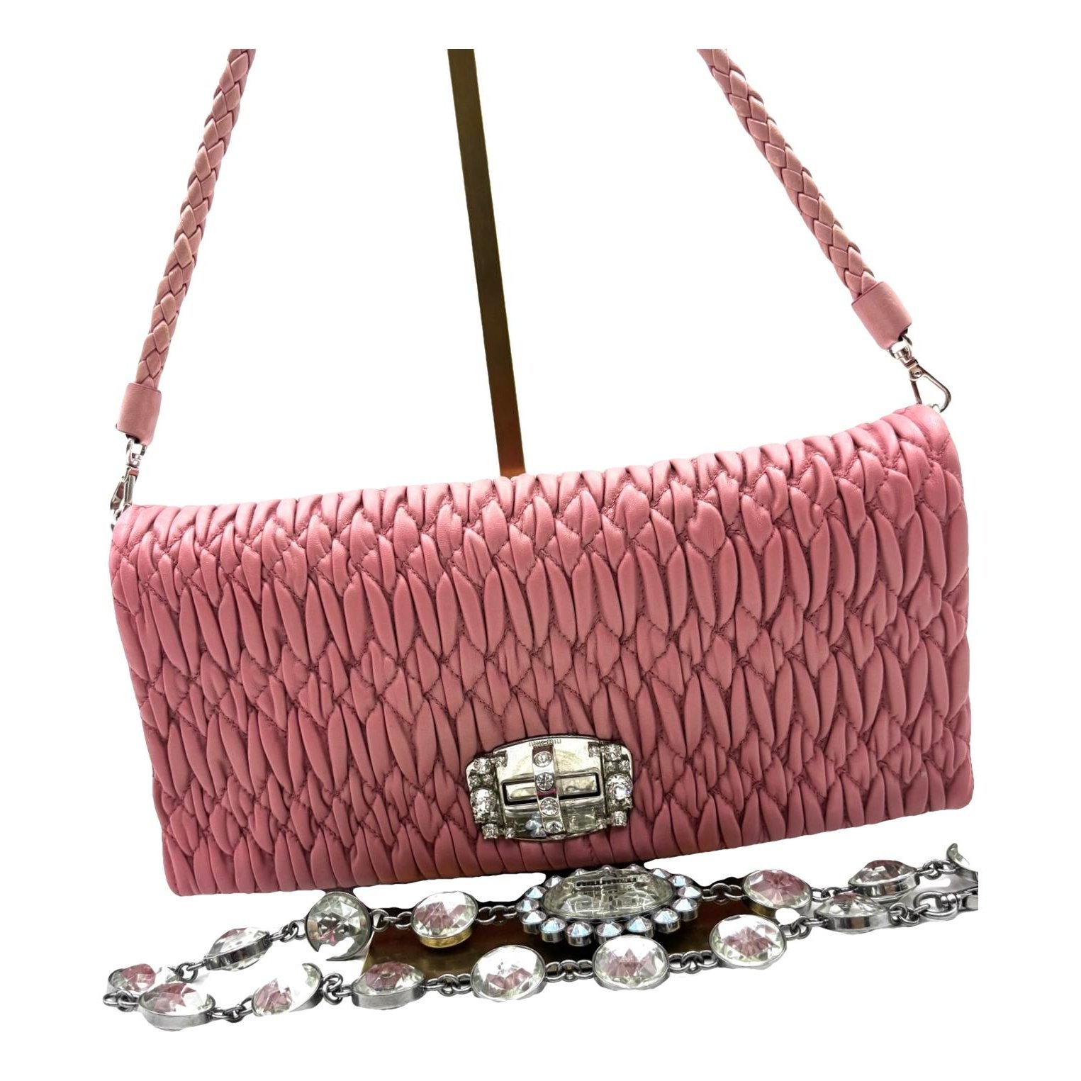 Miu Crystal leather handbag