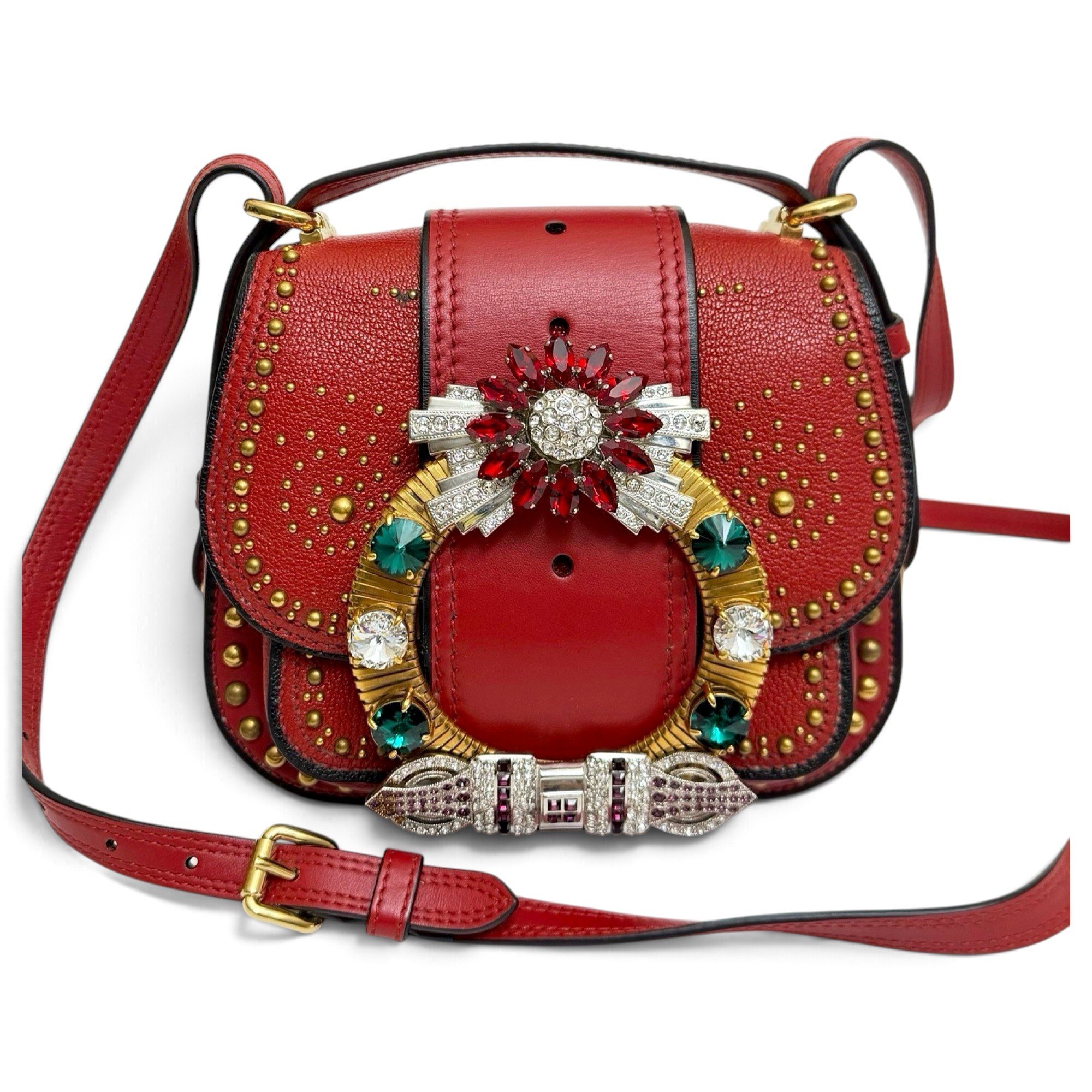 Miu Lady leather crossbody bag