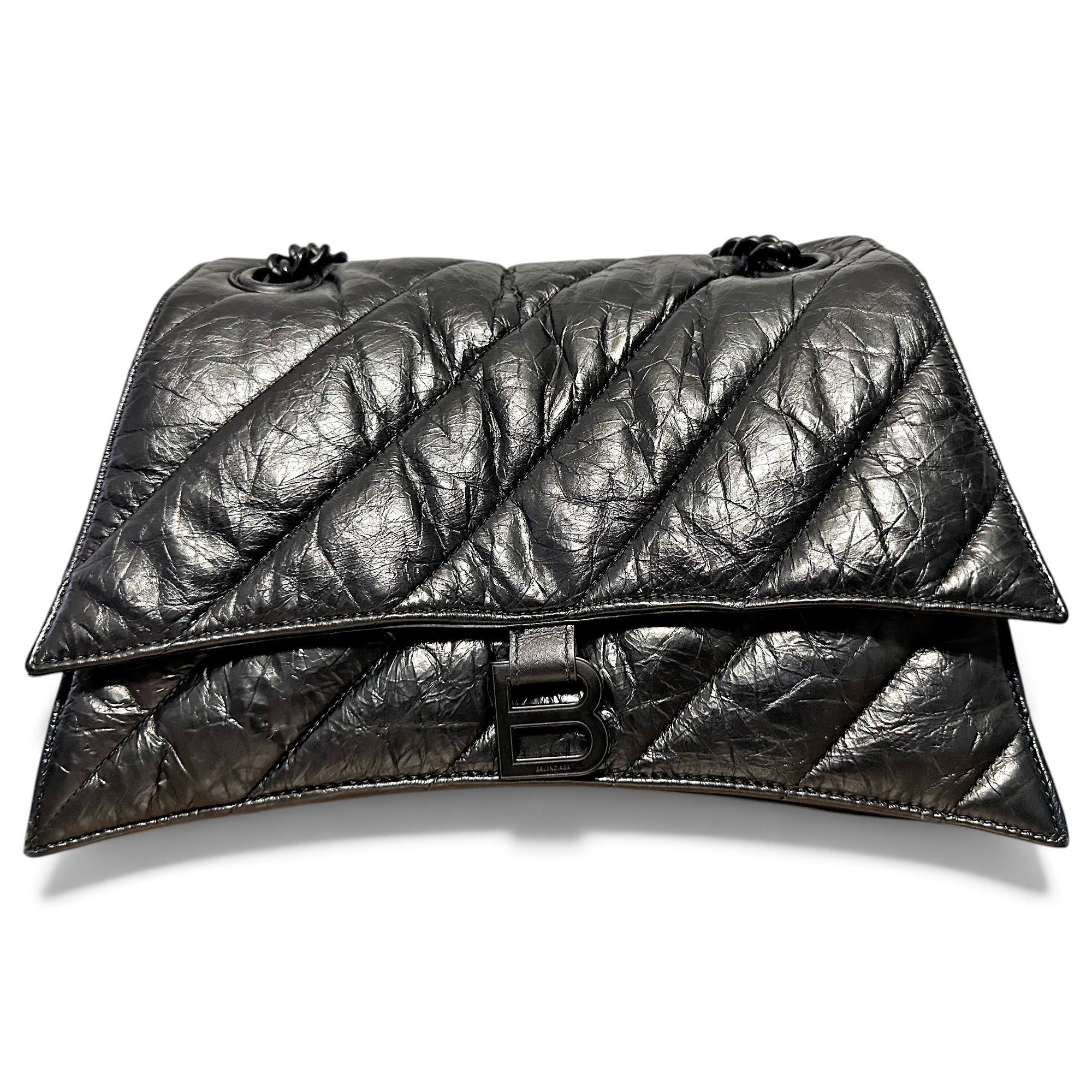 Hourglass leather handbag
