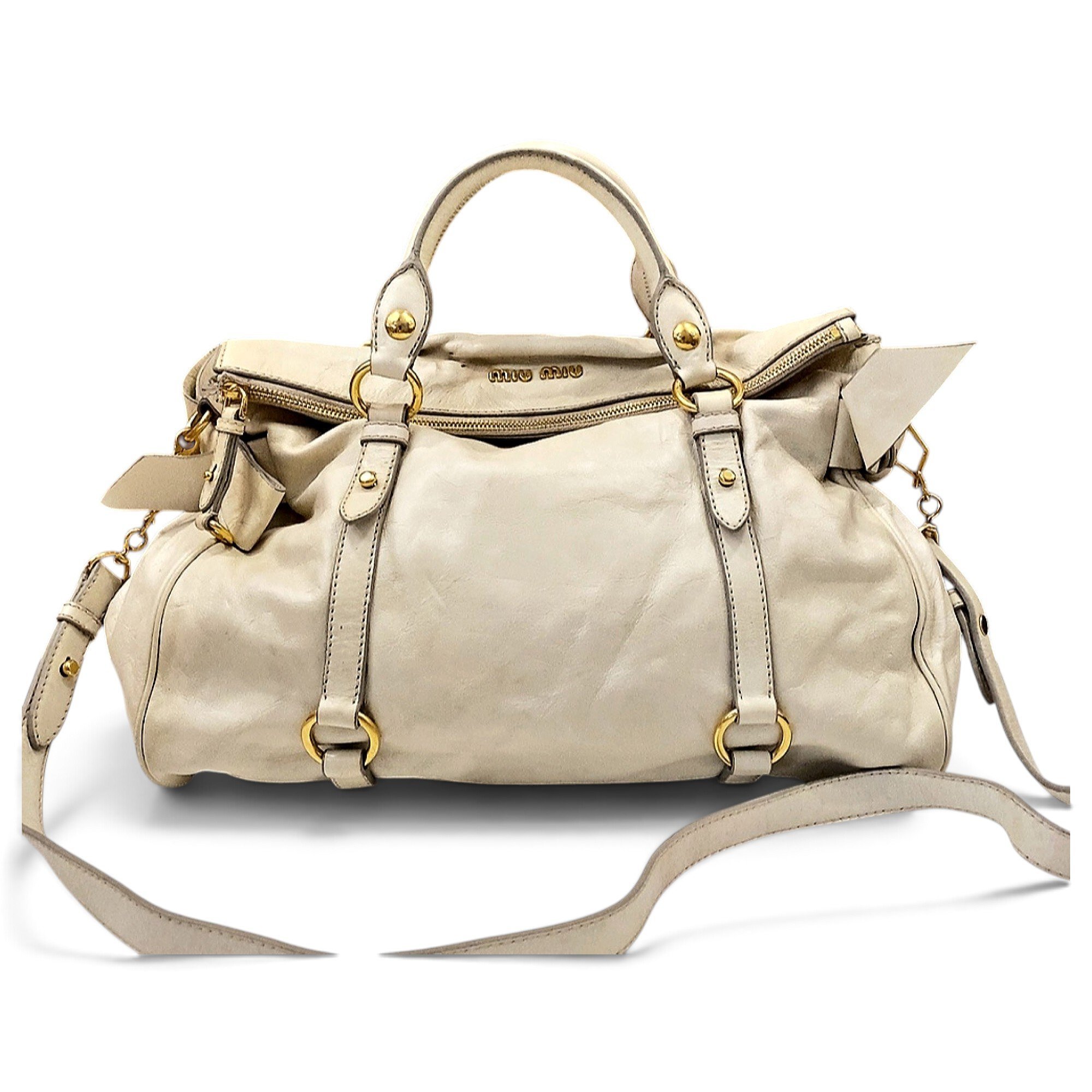 Bow bag leather handbag