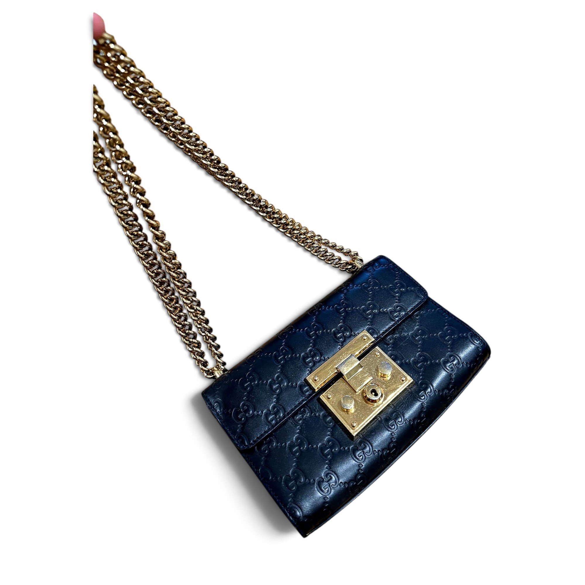 Padlock leather handbag