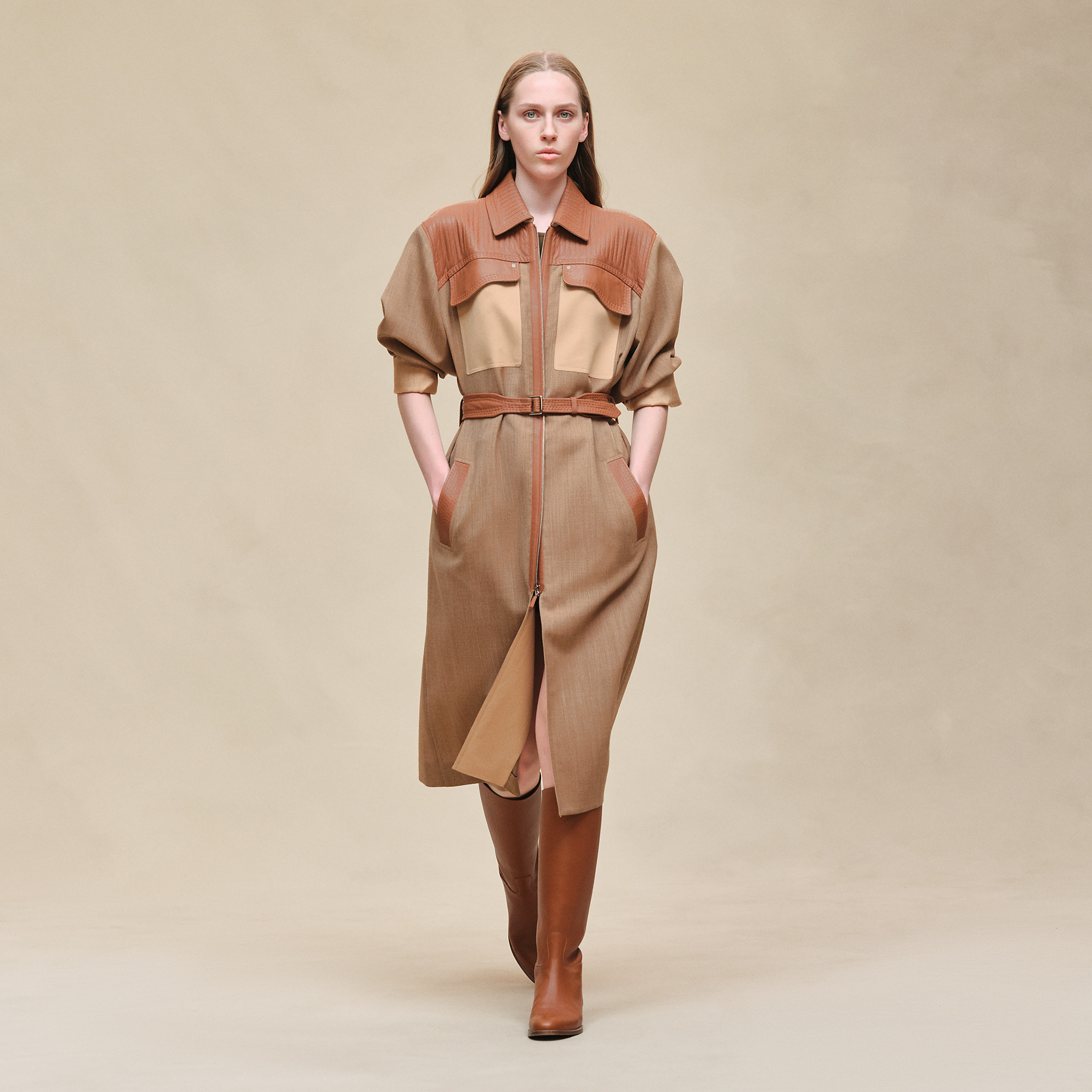Manteau Inspiration Trench mix cuir