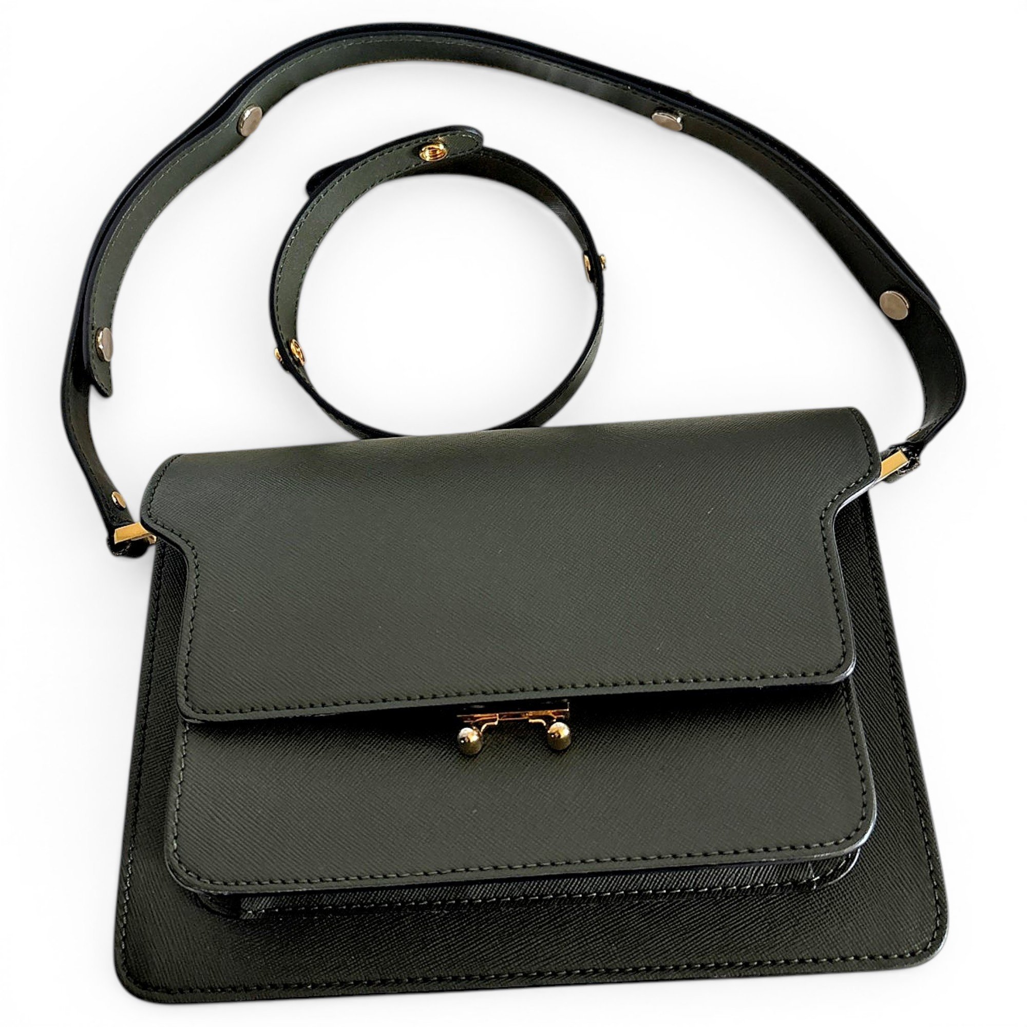 Trunk leather crossbody bag