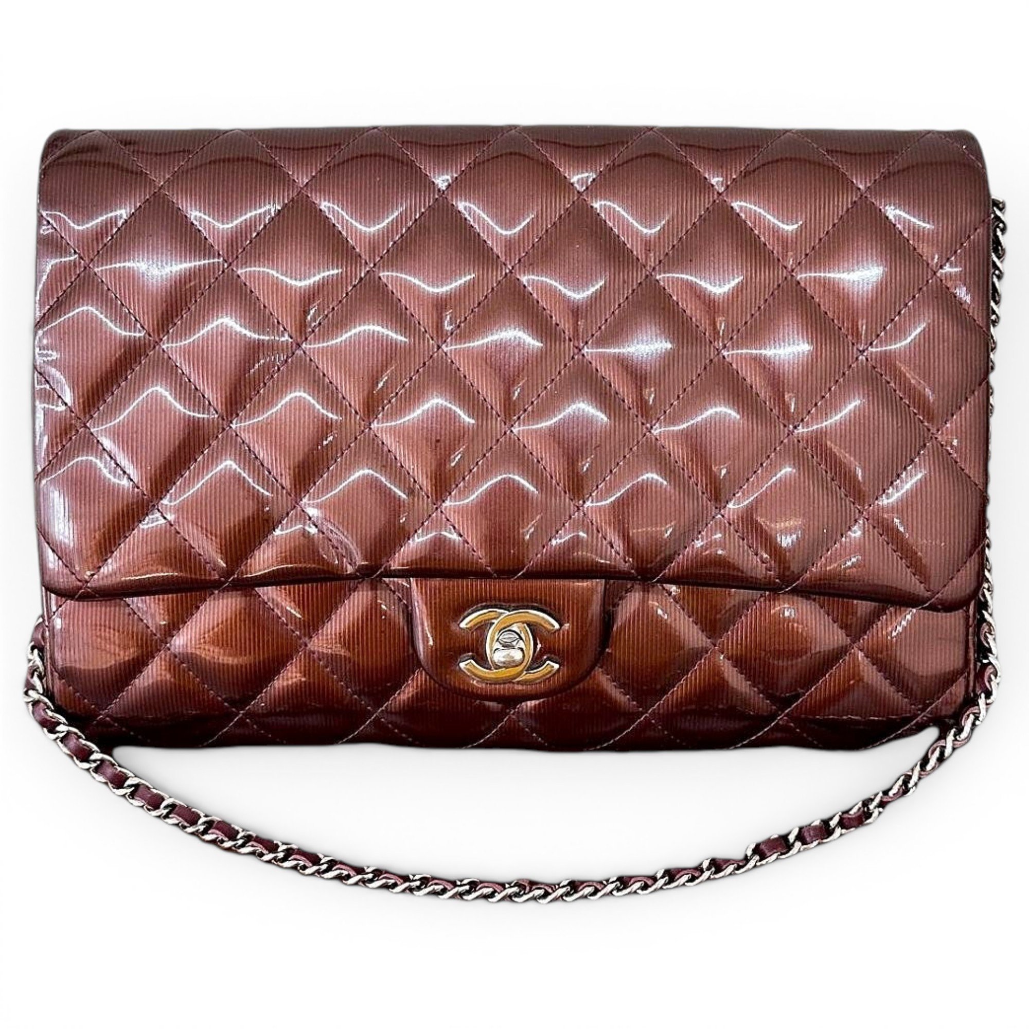 Trendy CC Flap patent leather handbag
