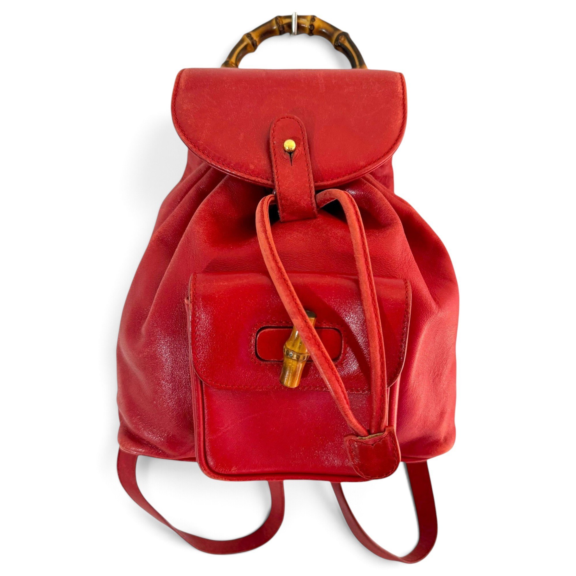Bamboo Tassel Oval leather backpack