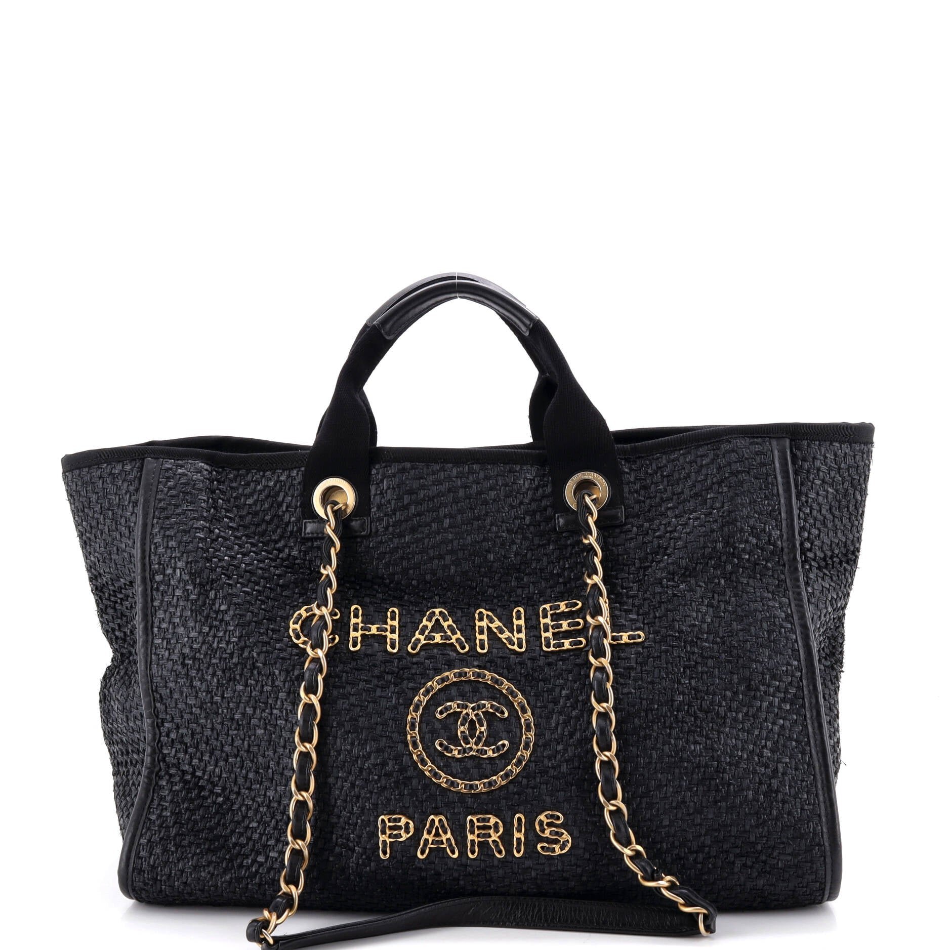 Deauville Tote Straw with Chain Detail Medium