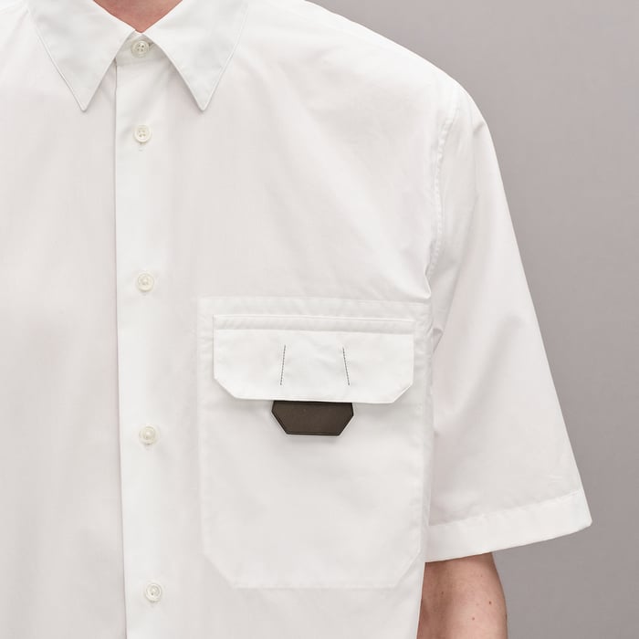 Blanc Shirt With Leather Detail