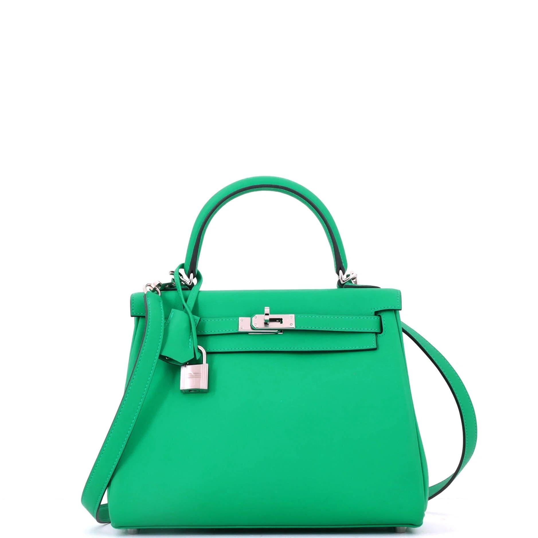 Hermes Kelly 25 Handbag Menthe Swift Leather 2023