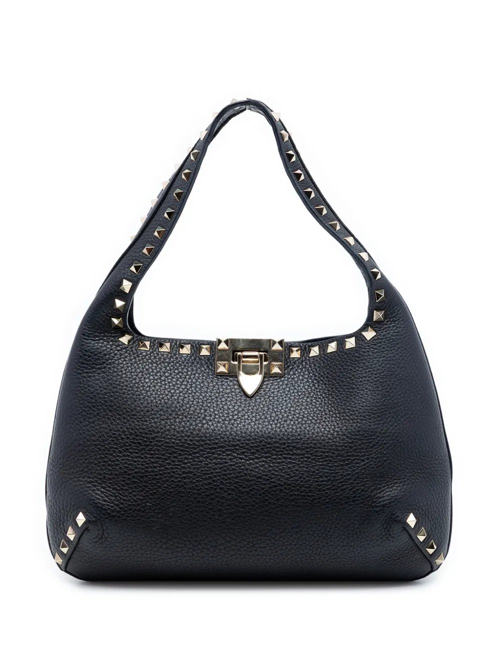 2018-2026 Grained Calfskin Rockstud hobo bag
