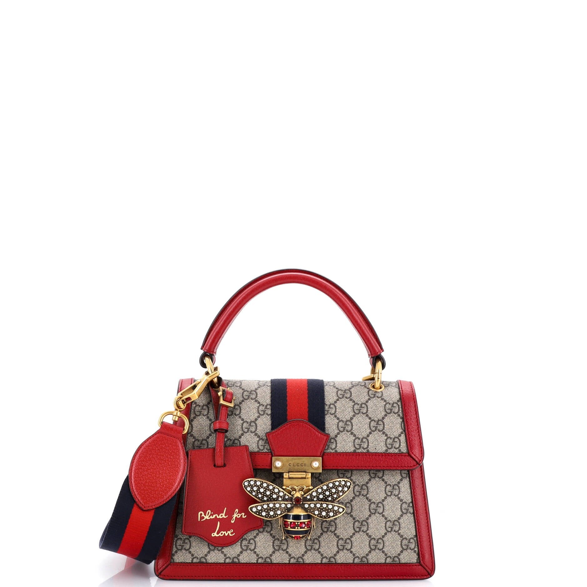 Queen Margaret Top Handle Bag GG Coated Canvas with Leather Small