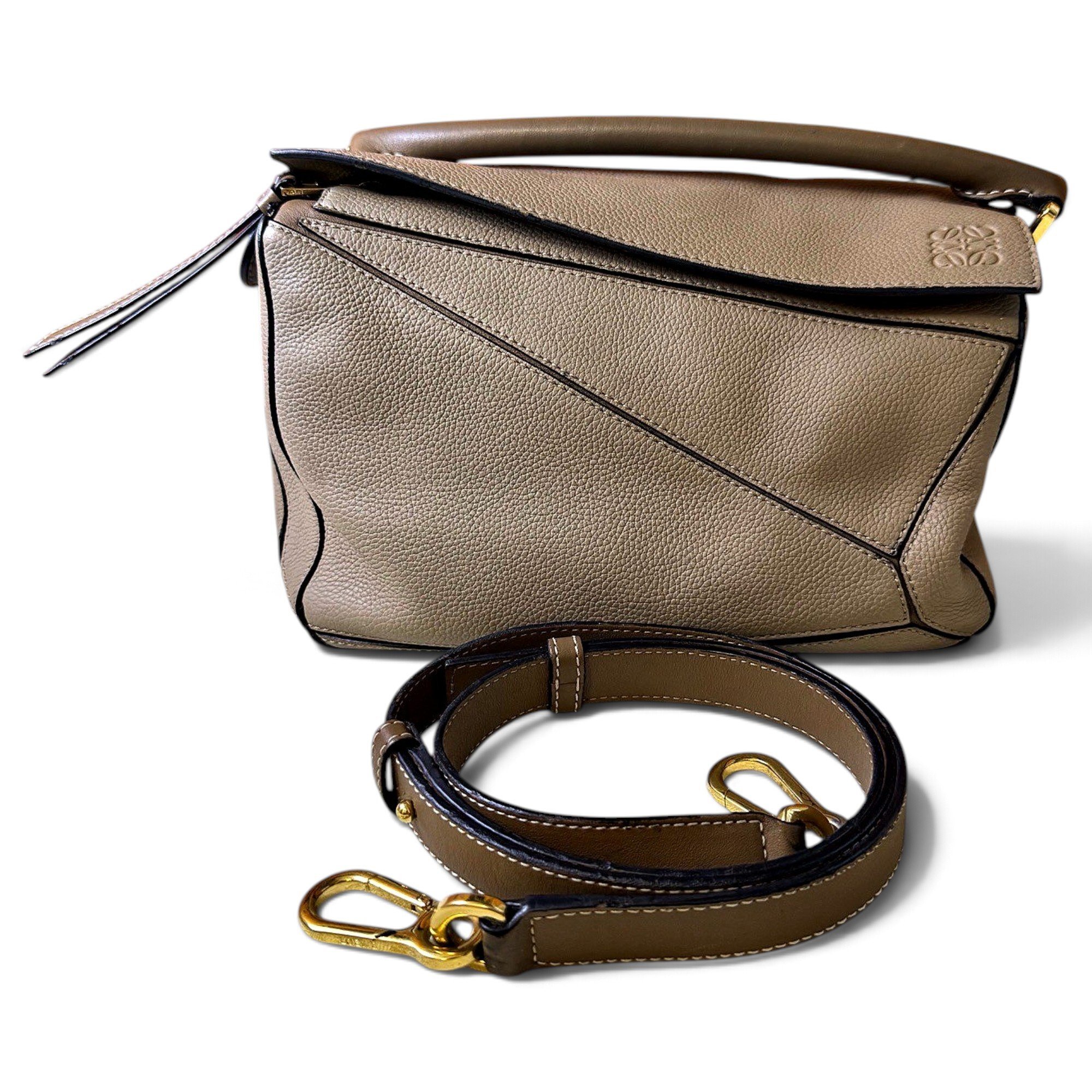 Puzzle leather handbag