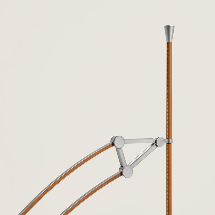 Gold Pantographe Reading Floor Lamp With Led Ring